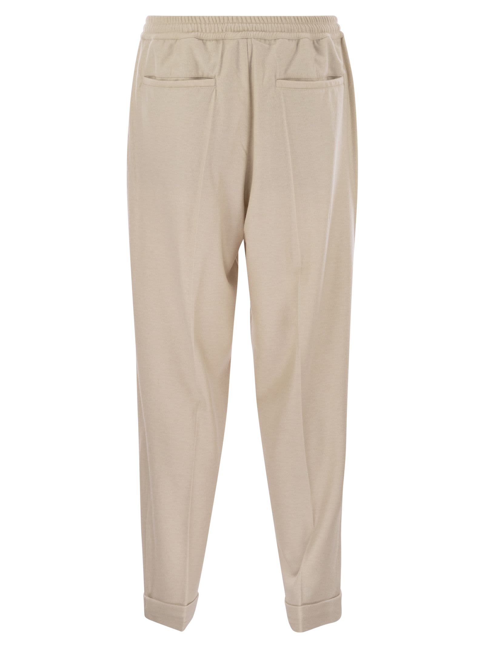 Fedeli Harvard Soft Cashmere Flannel Trousers In Neutral