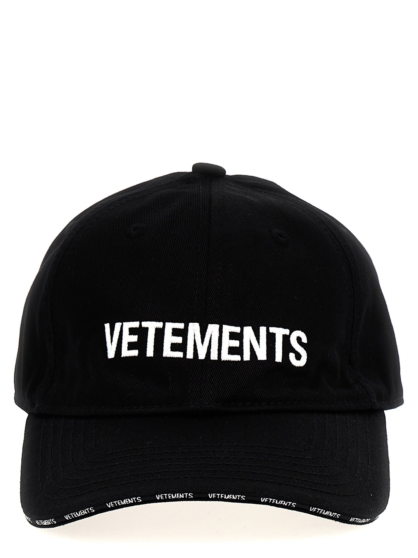 Shop Vetements Logo Cap In Black