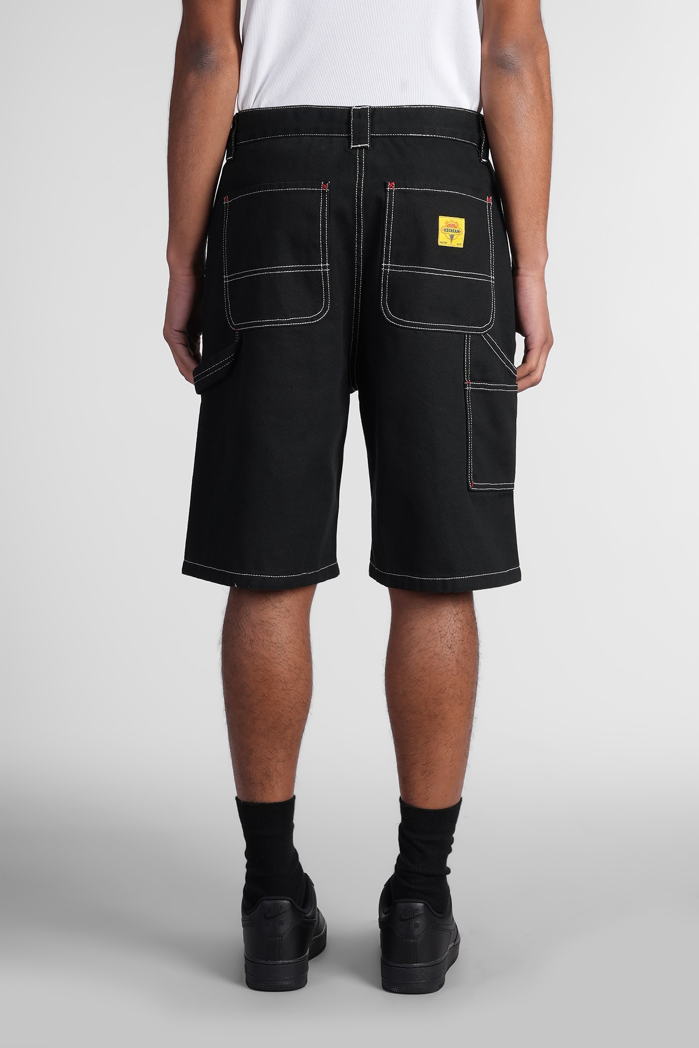 Icecream Shorts In Black Cotton In Black