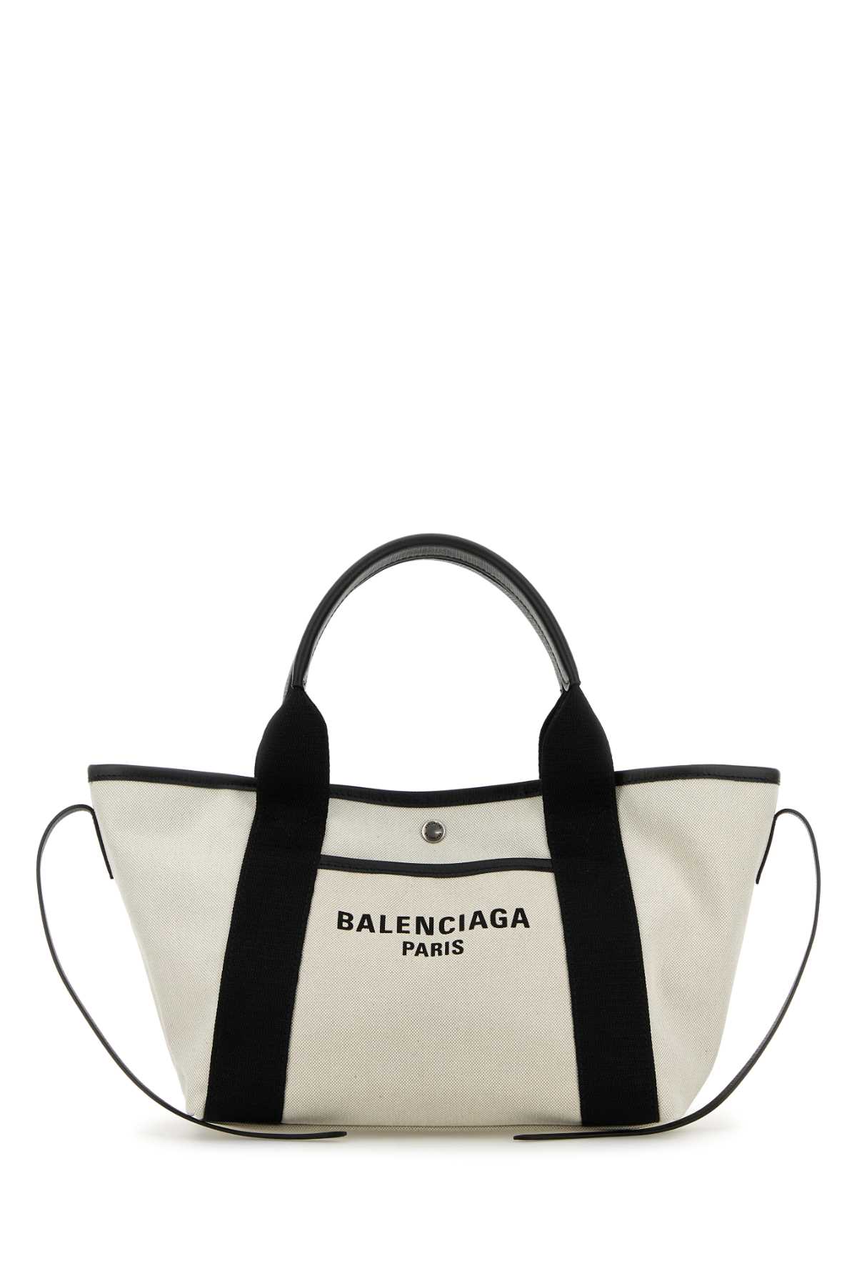 Shop Balenciaga Sand Canvas Small Biarritz Shopping Bag In Naturalblack