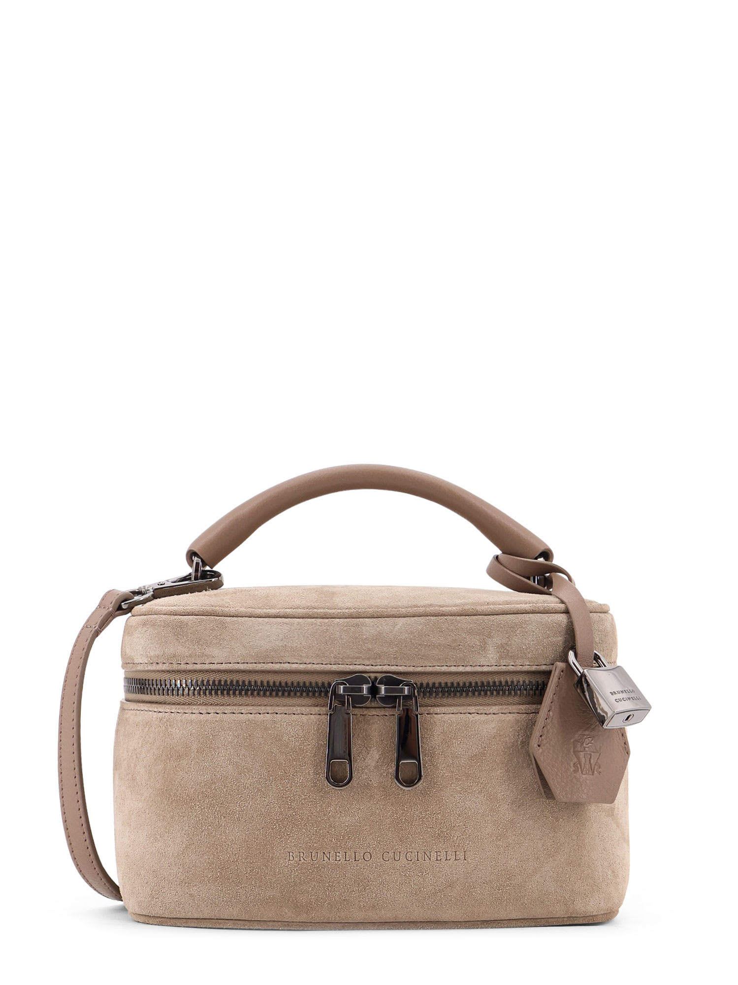Brunello Cucinelli Suede Crossbody Bag With Leather Shoulder Strap