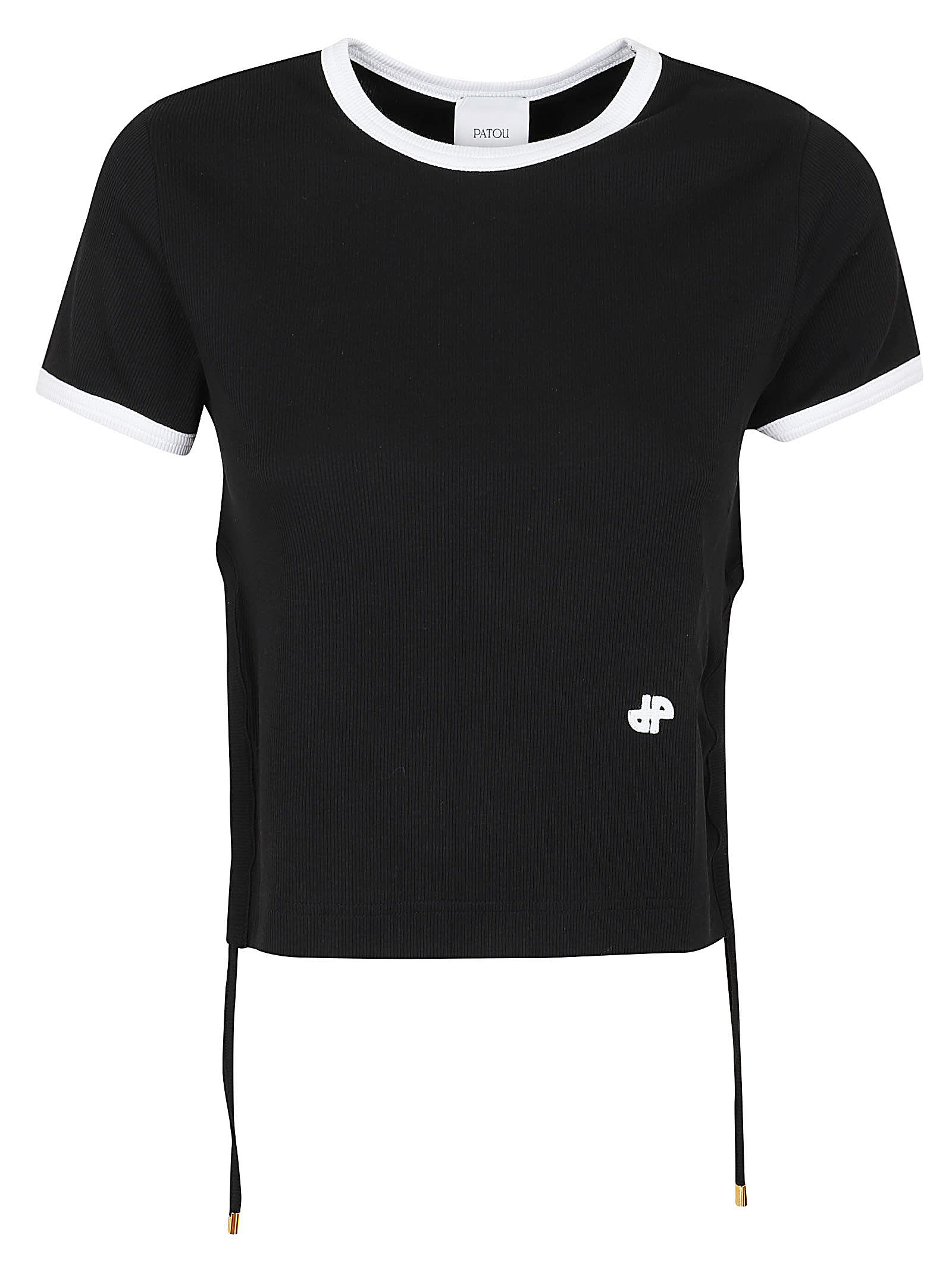 Shop Patou Side Loop Rib Tshirt In B Black