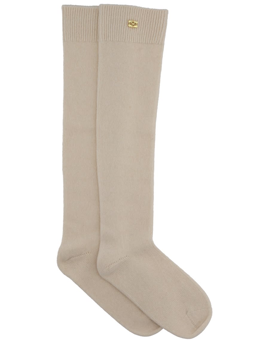 Ganni Wool Socks. In White