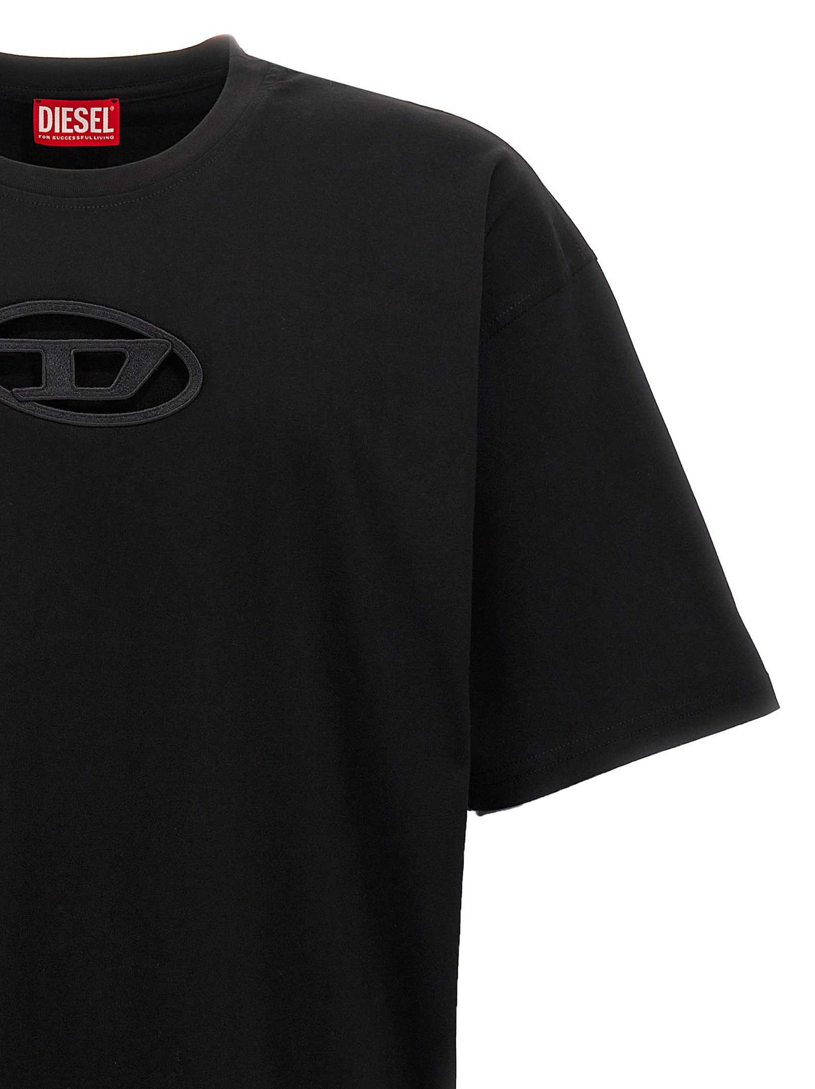 Diesel 't-boxt-od' Black Crewneck T-shirt With D Logo On The Front In Black