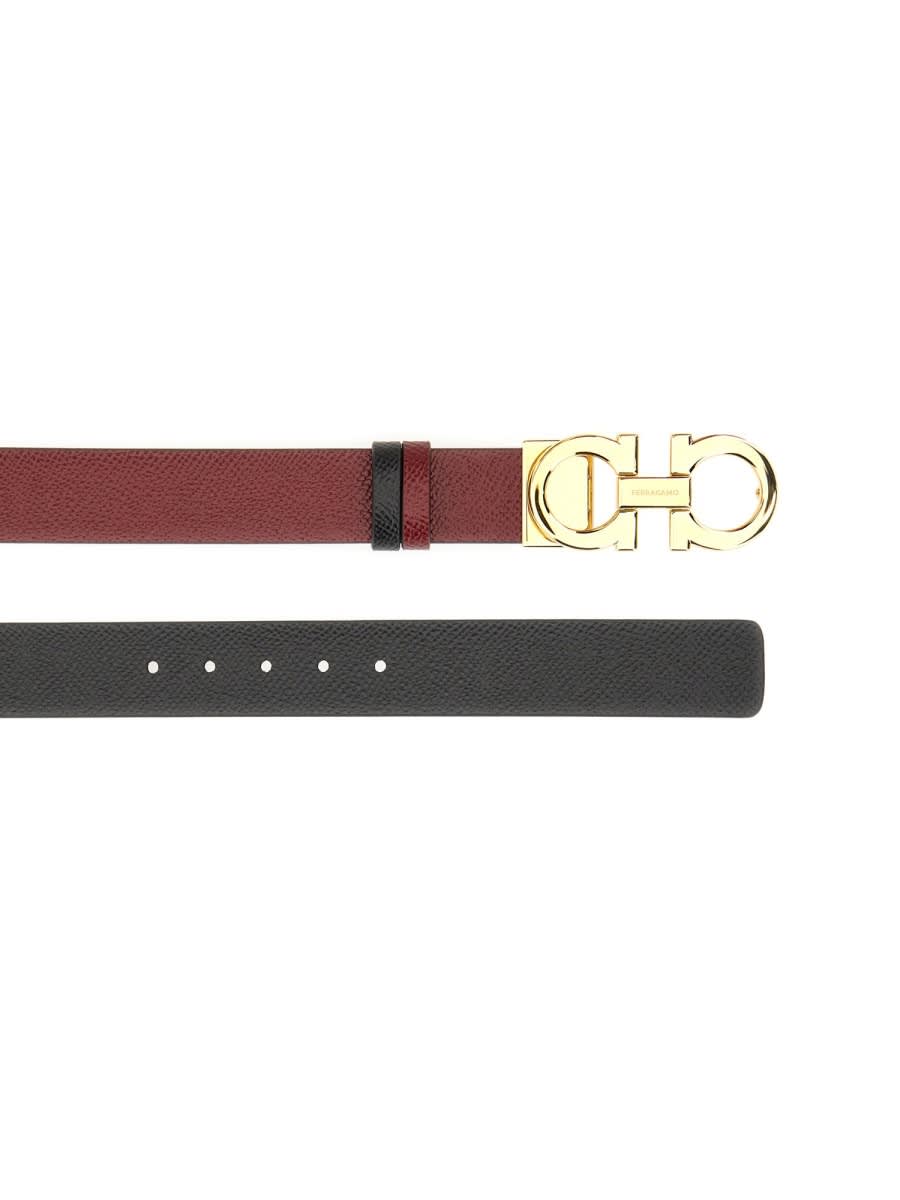 Ferragamo Reversible Belt With Gold-tone Buckle Hooks