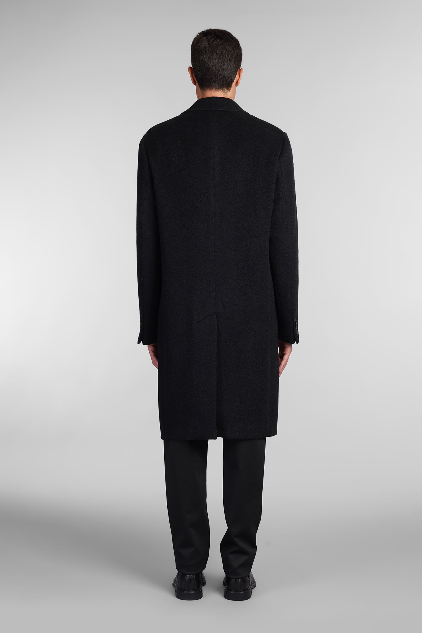 Shop Emporio Armani Coat In Black Wool