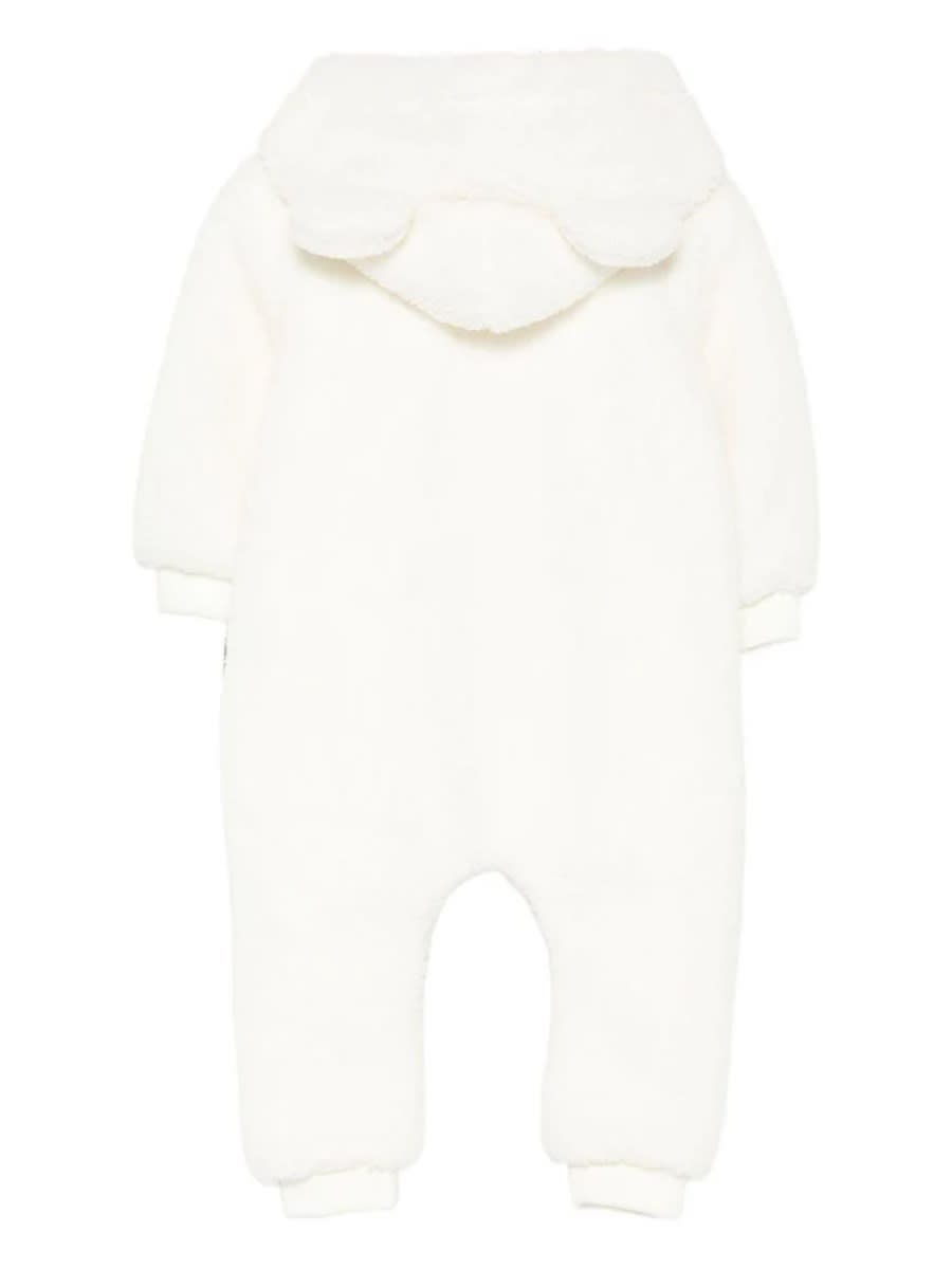 Moschino Ivory Faux Fur Coat For Babykids With Teddy Bear In Neutral