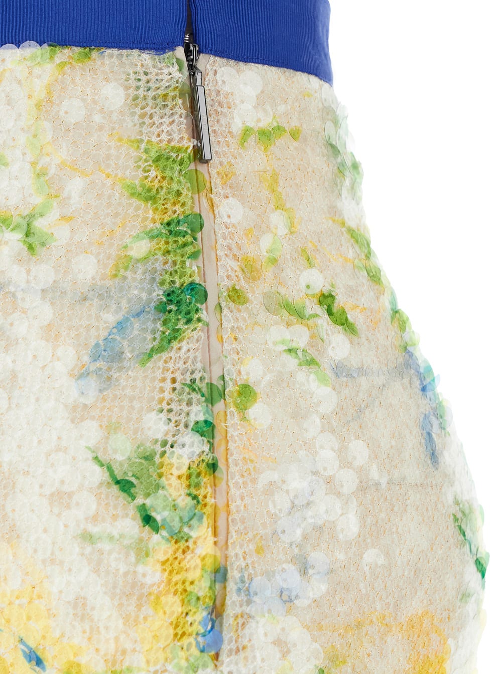 Msgm Multicolor Skirt With Floral Motif And All-over Applied Sequins In Fabric Woman In Multicolor