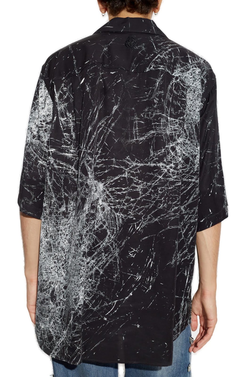 Shop Alexander Mcqueen Smashed Screen Collared Shirt In Black