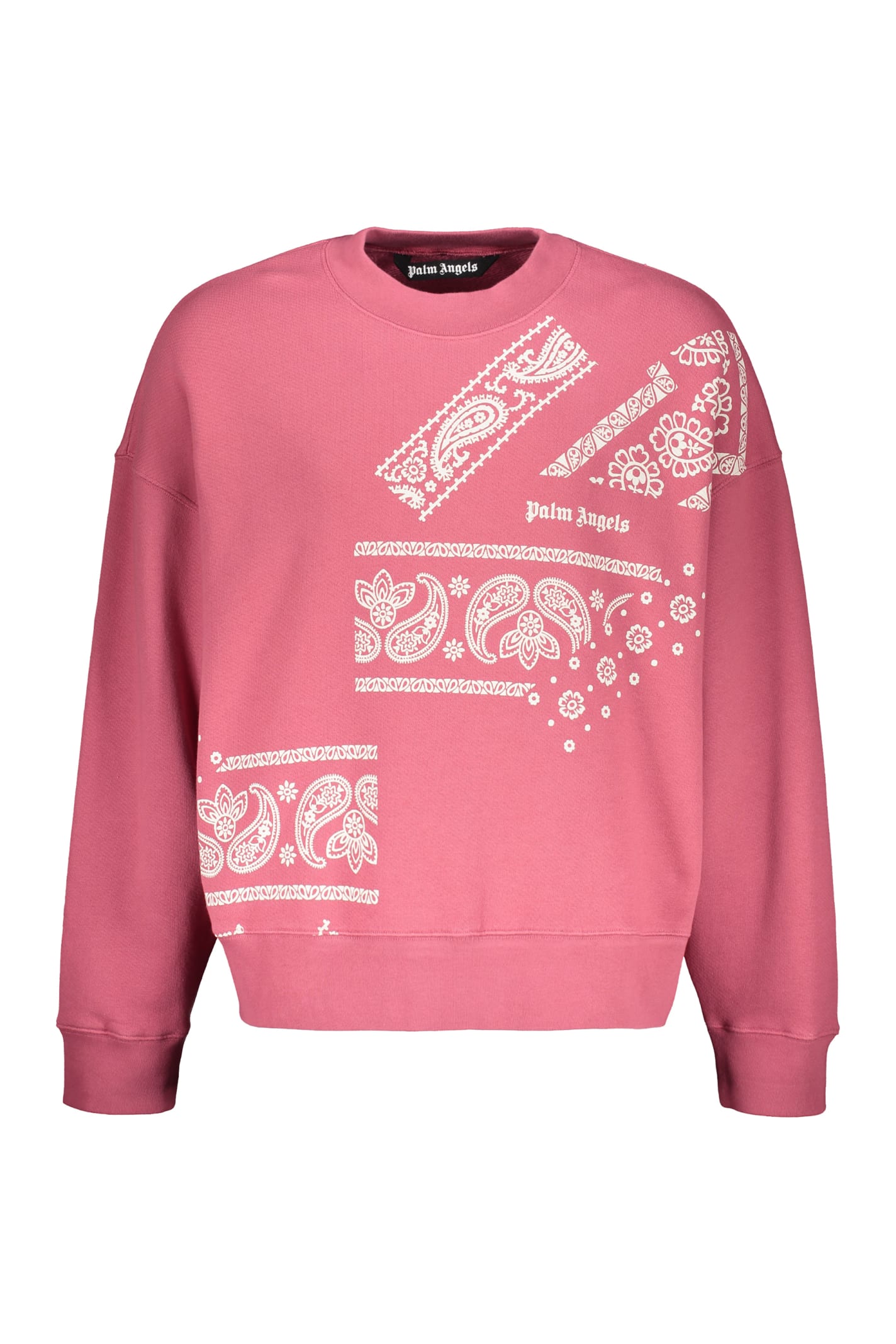 Shop Palm Angels Printed Cotton Sweatshirt In Pink