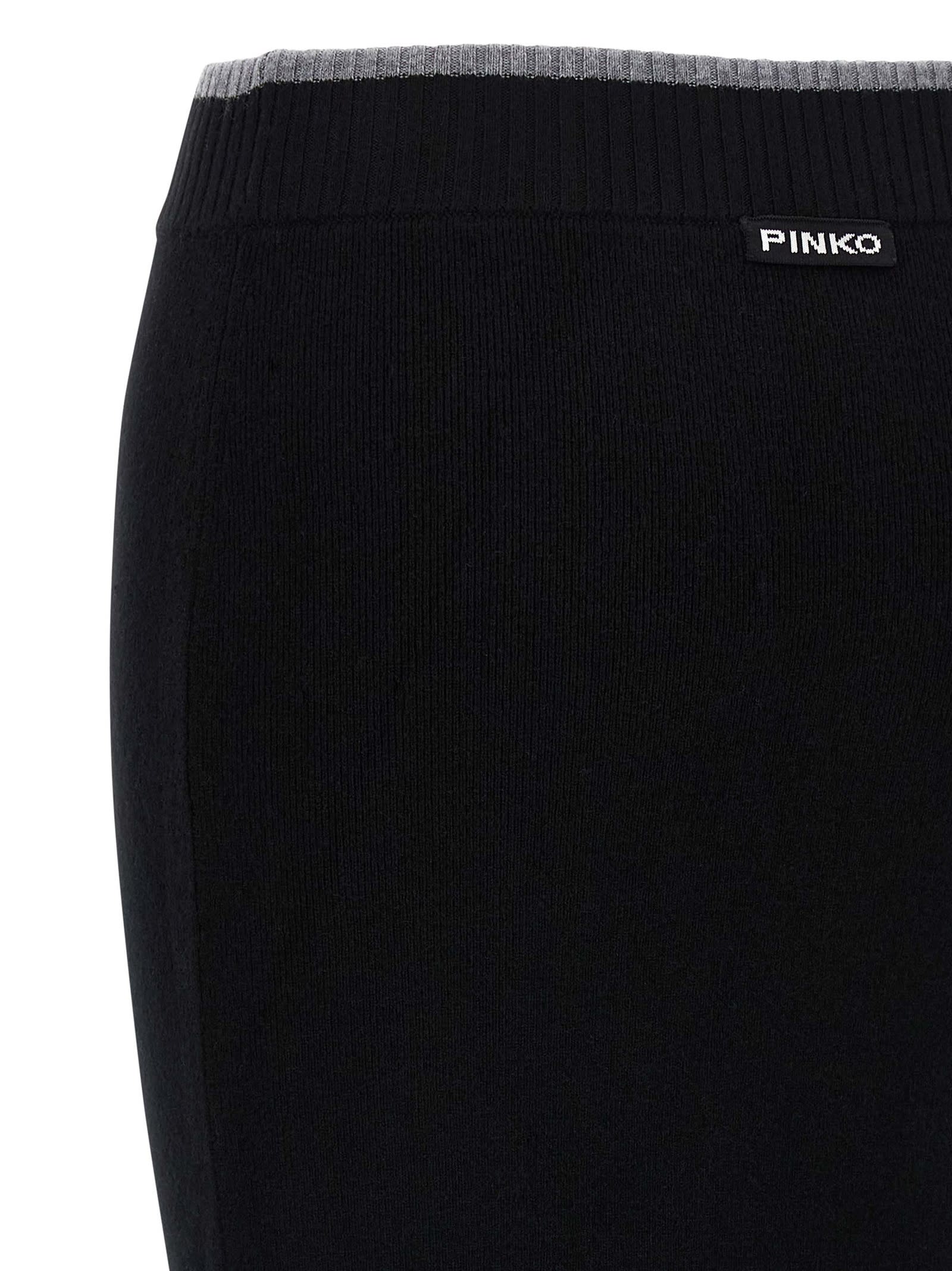 Pinko Nuova Guinea Ribbed Knit Skirt In Black