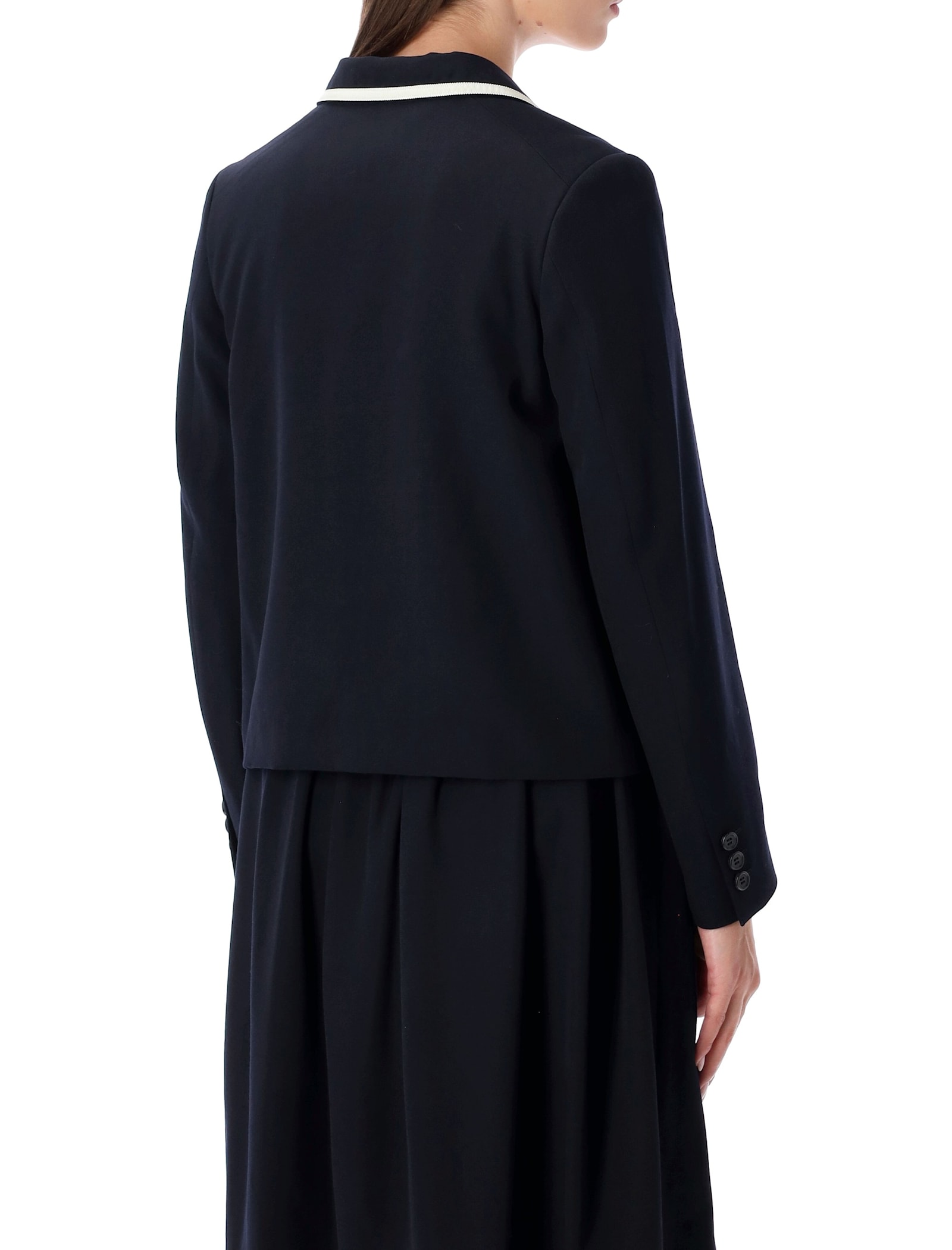 Comme Des Garcons Girl Comme Des Garçons Girl Wool Blazer With Contrast Trim In Blue