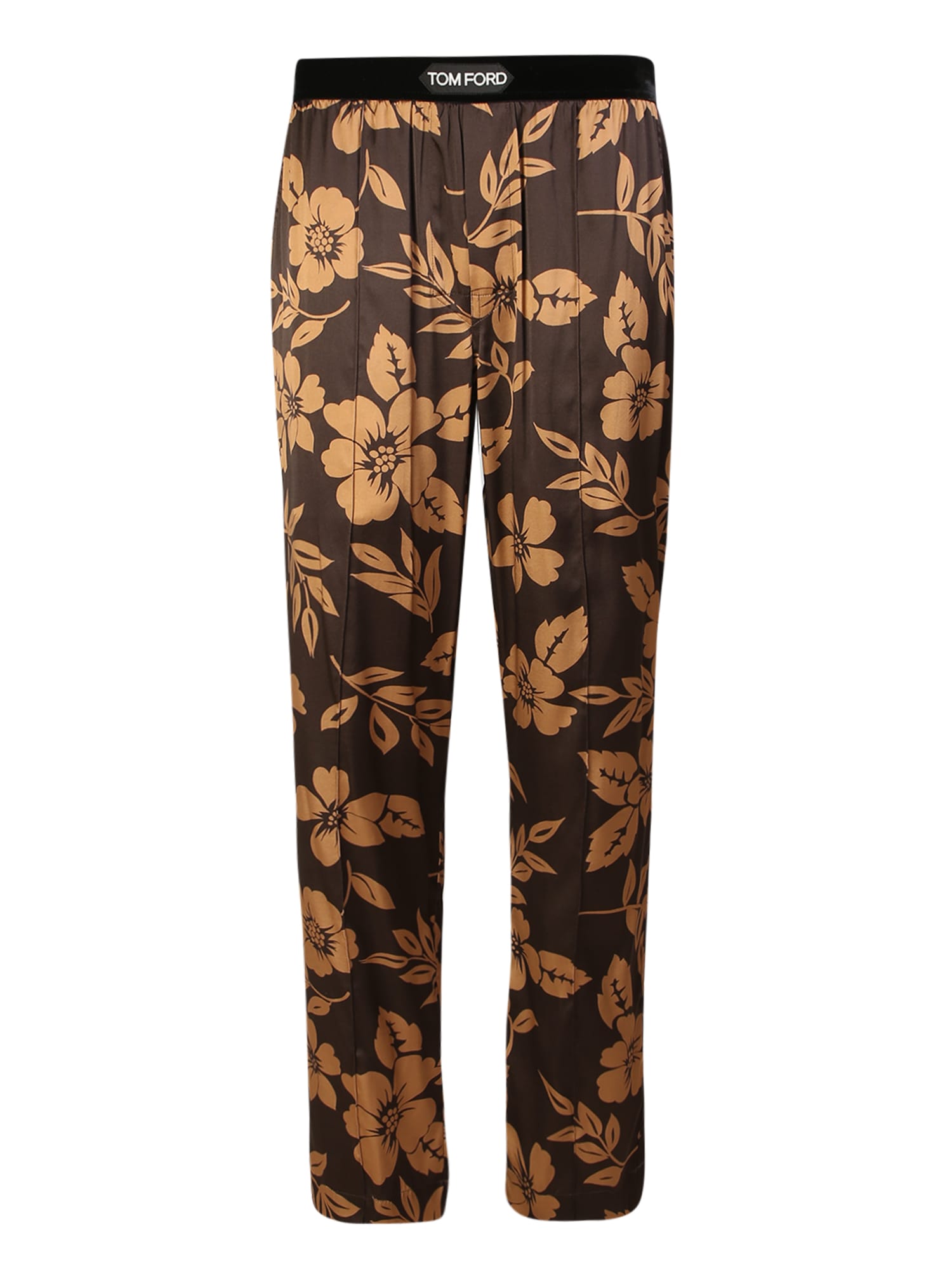Shop Tom Ford Multicolor Flower Trousers In Brown
