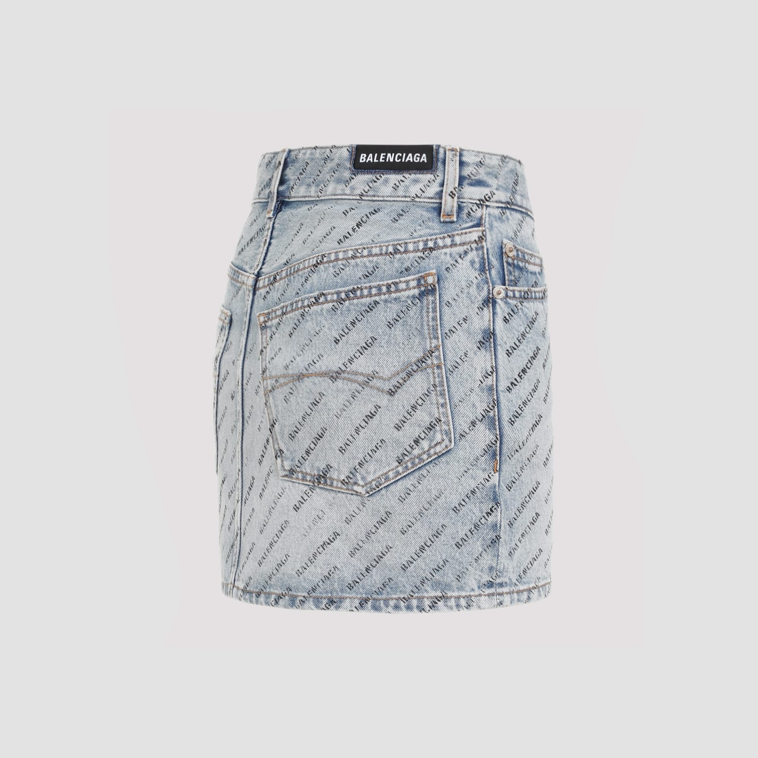 Shop Balenciaga Low Waist Mini Skirt In Iced Blue