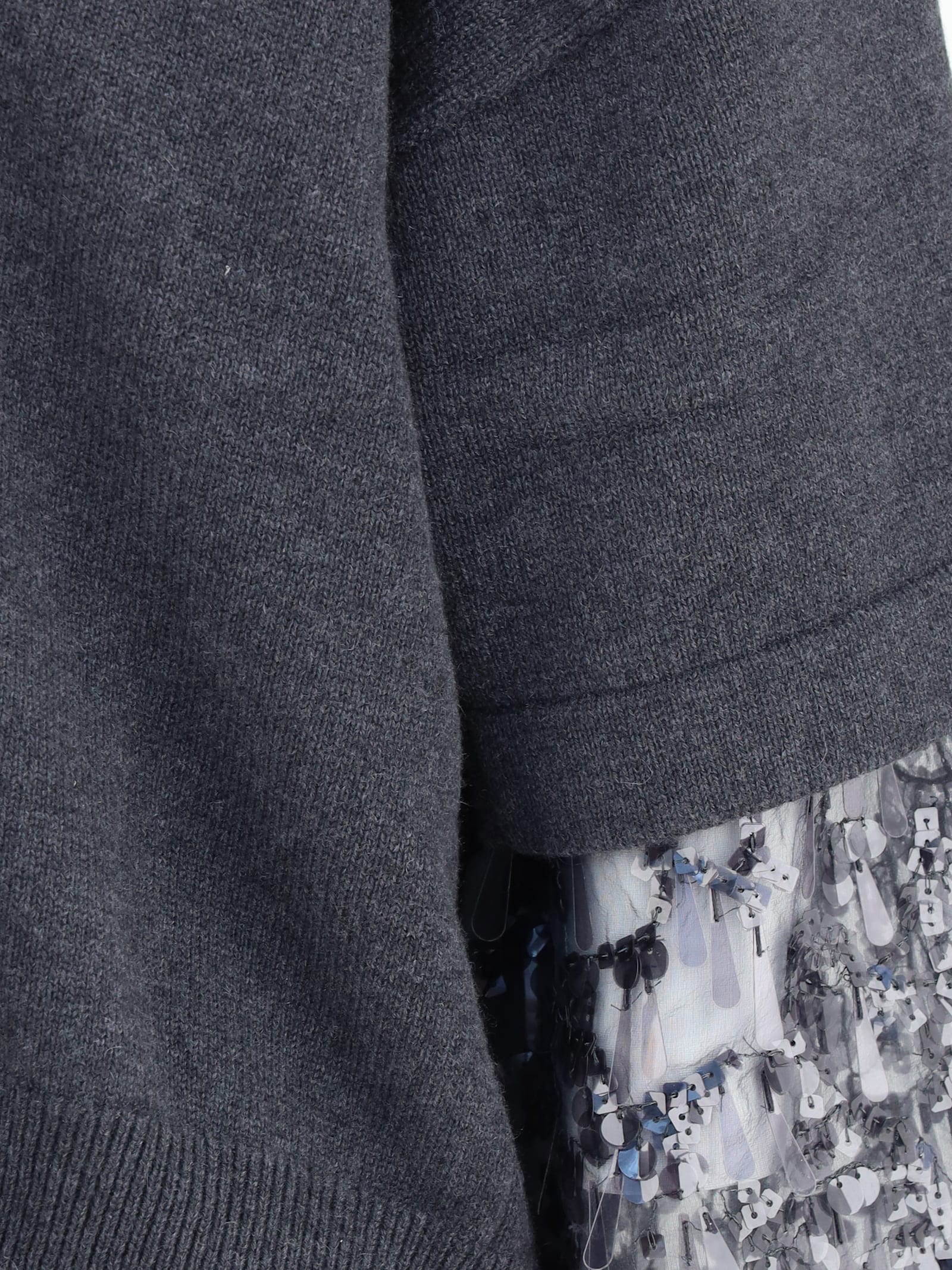 Brunello Cucinelli Sequin-embellished Cashmere Sweater In Gray