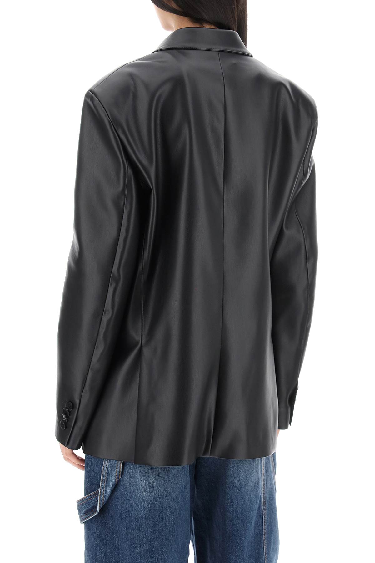 Stella Mccartney Stella Mc Cartney Oversized Double Breasted Jacket In Vegan Leather In Black (black)