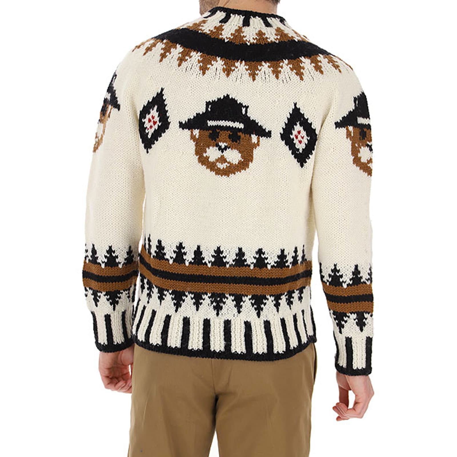 Shop Dsquared2 Wool Printed Sweater In White