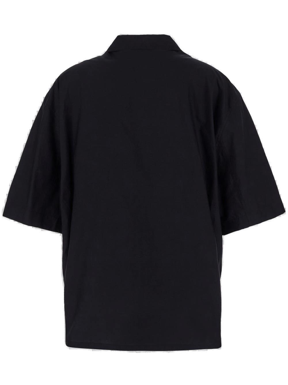 Shop Lemaire Short-sleeved Button-up Shirt In Black