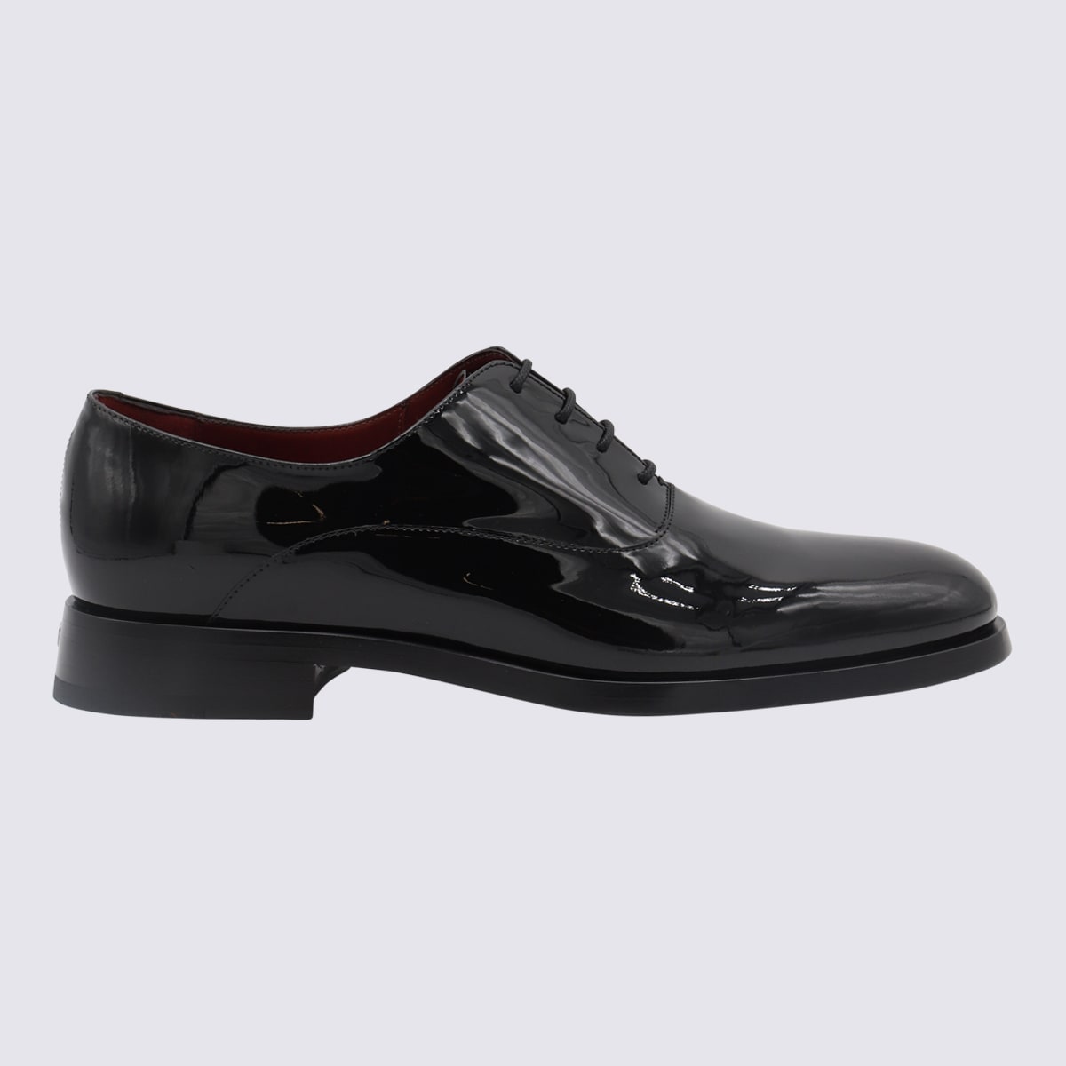 Shop Valentino Black Leather Lace Up Shoes