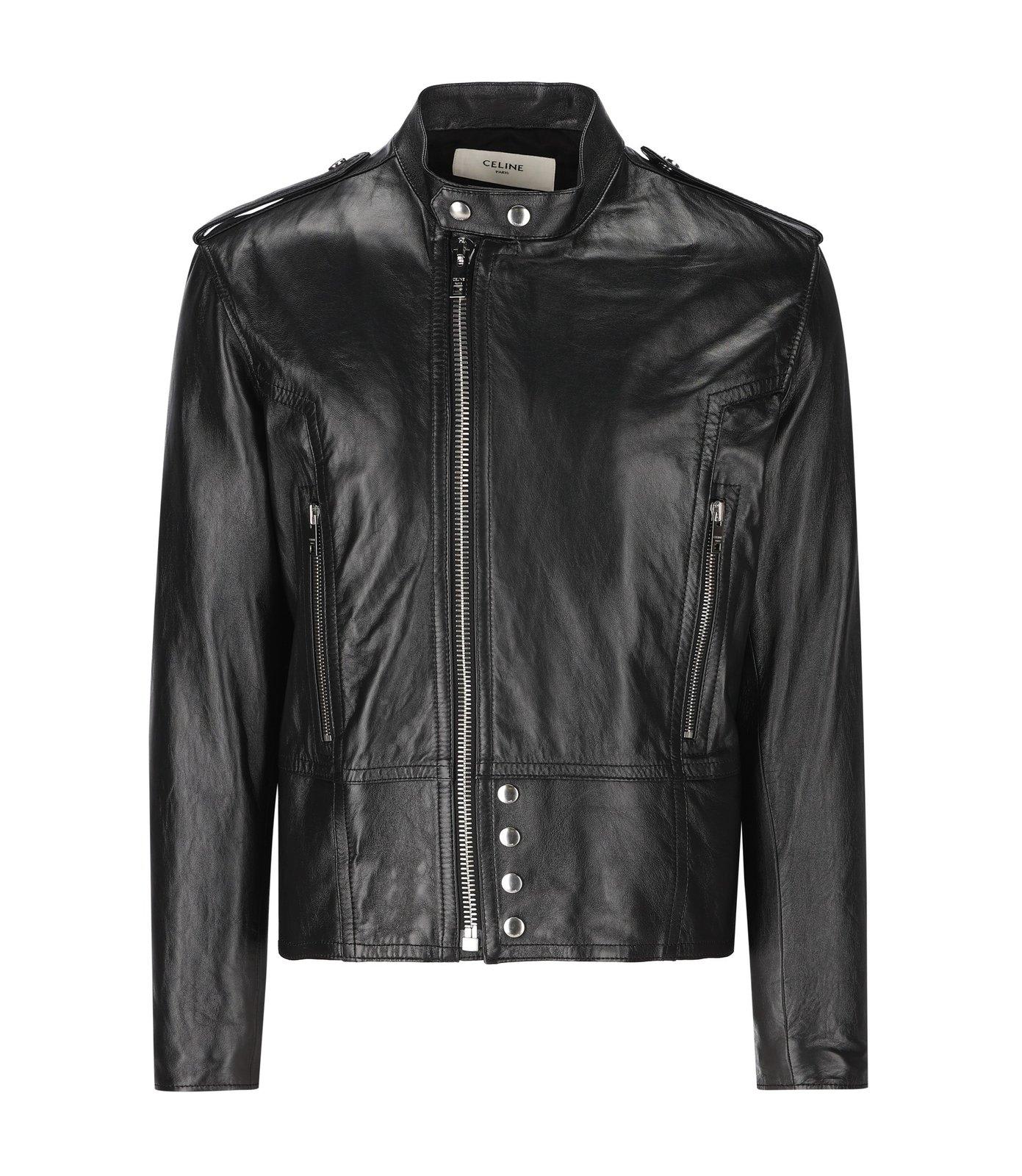 Shop Celine Racer Blouson Jacket In No Black
