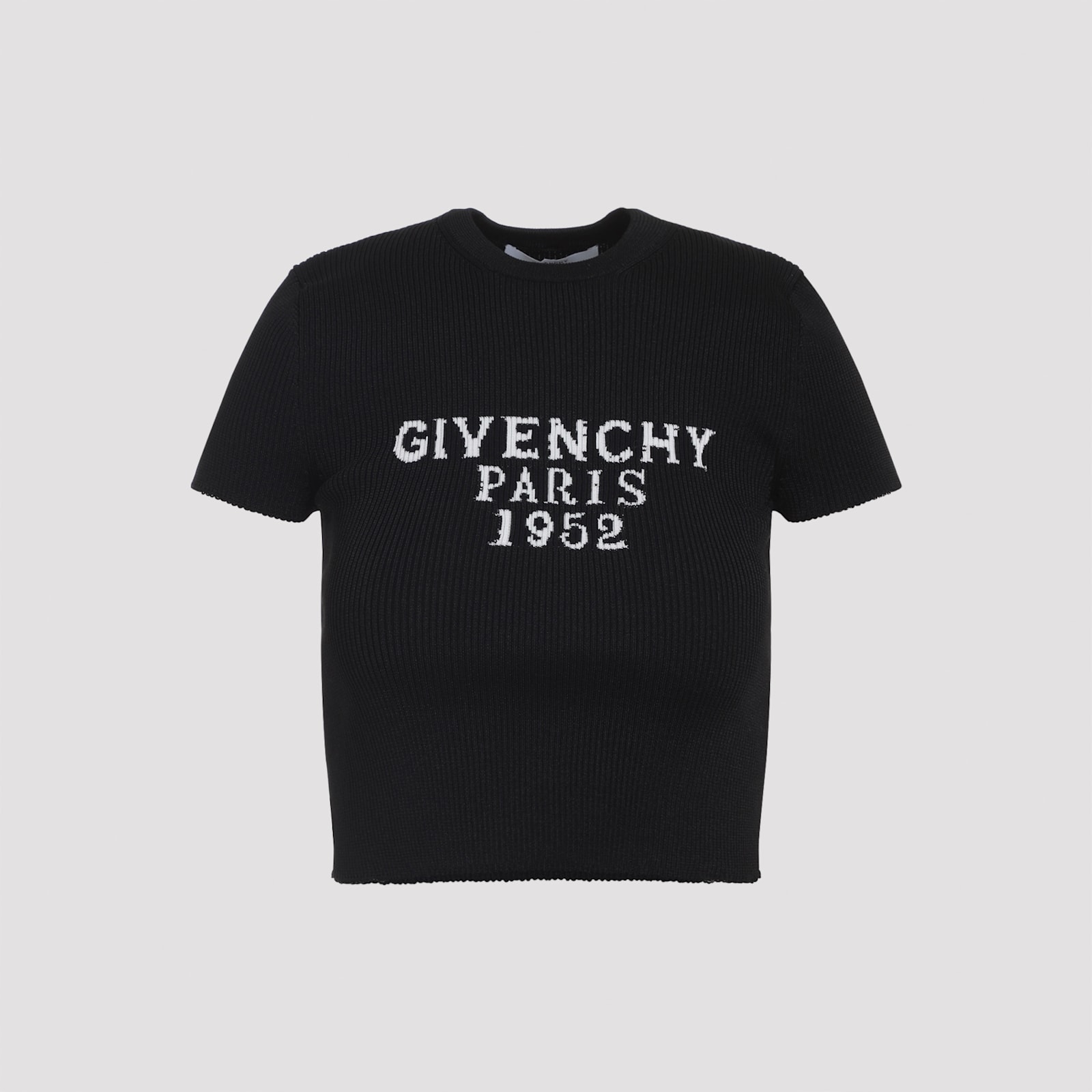 Givenchy Short-sleeved Knitted Cropped Top In Black