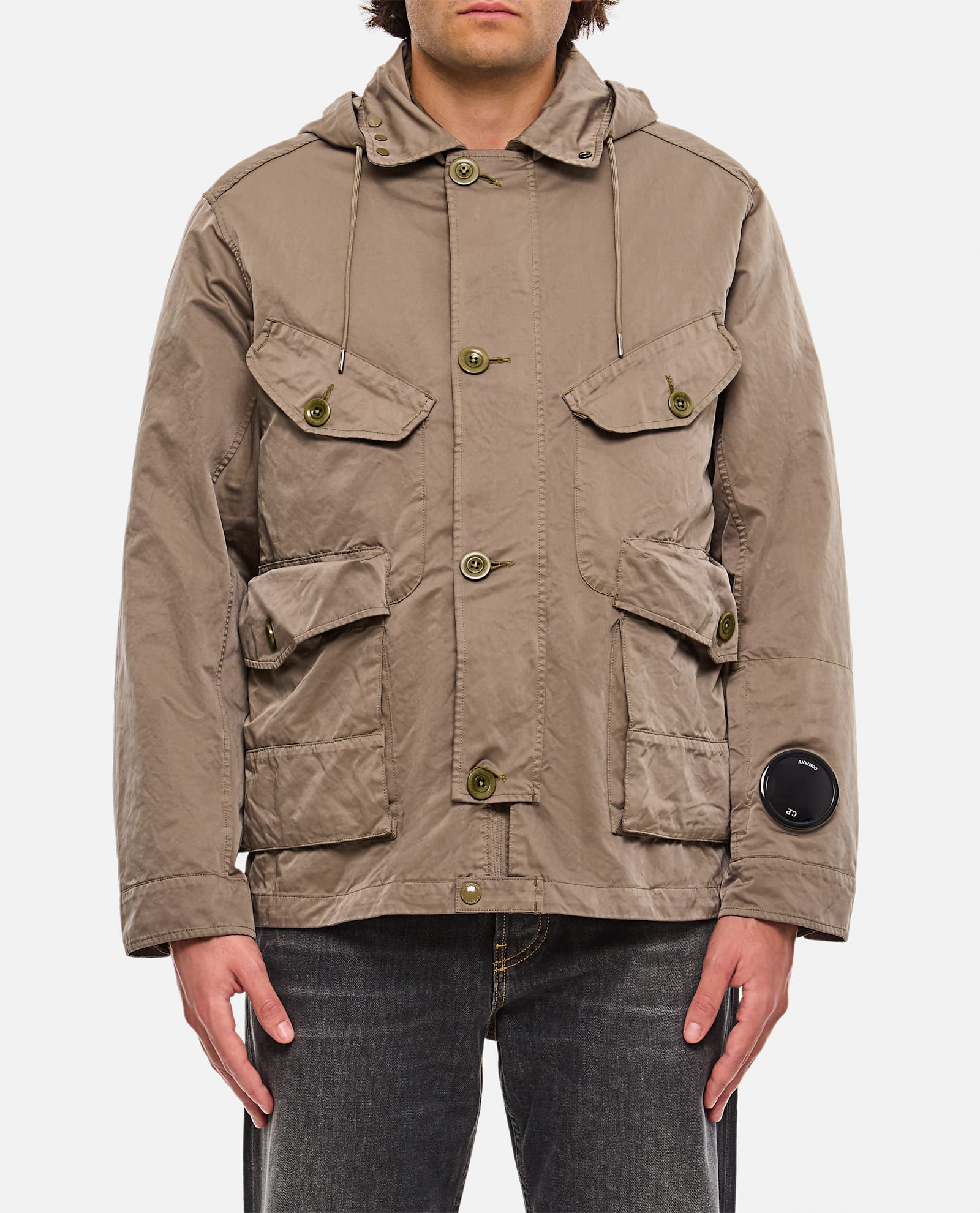 Shop C.p. Company Outerwear Medium Jacket In Micro Kei In Beige