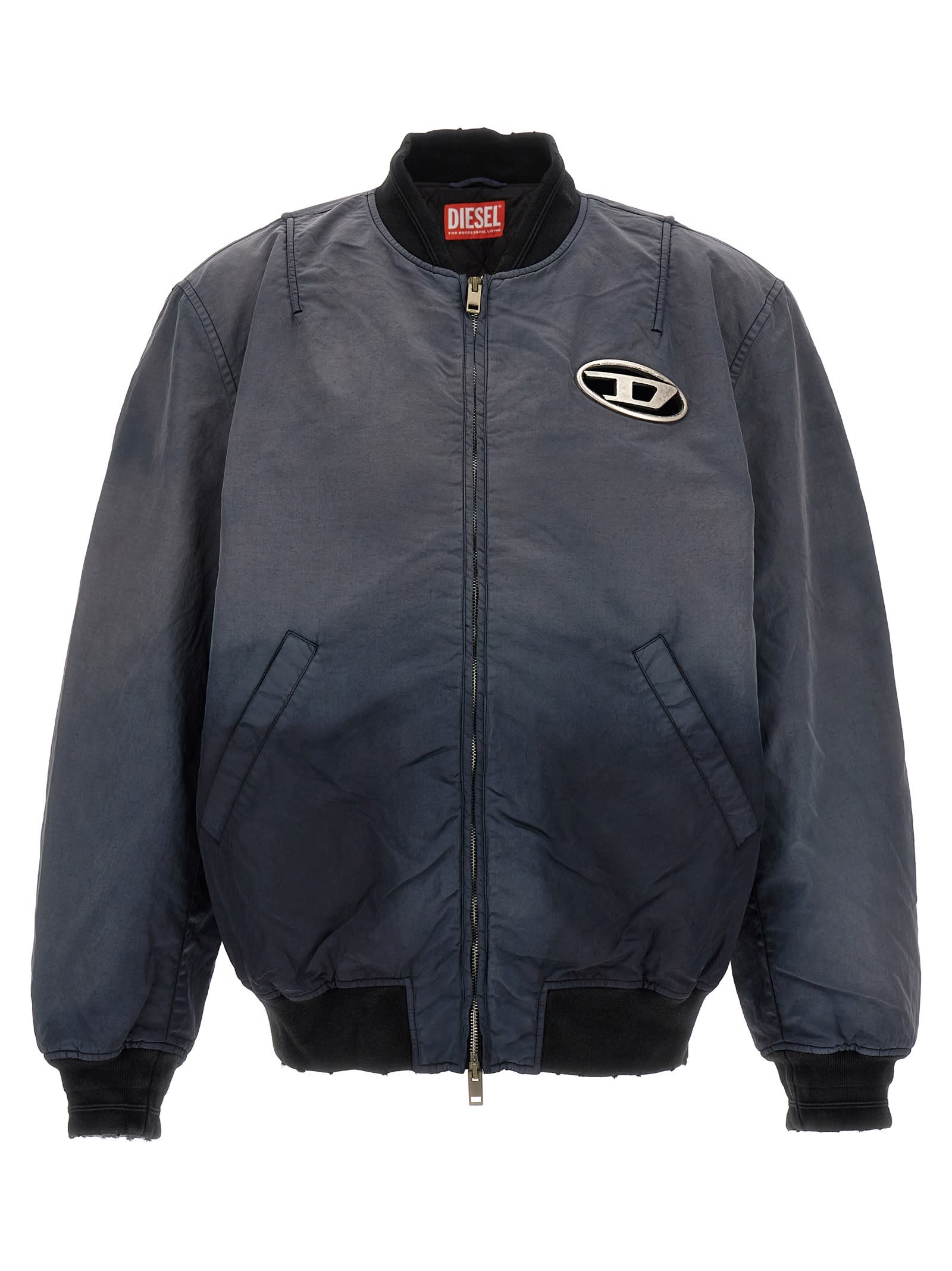 Shop Diesel J-kepes Bomber Jacket In Gray