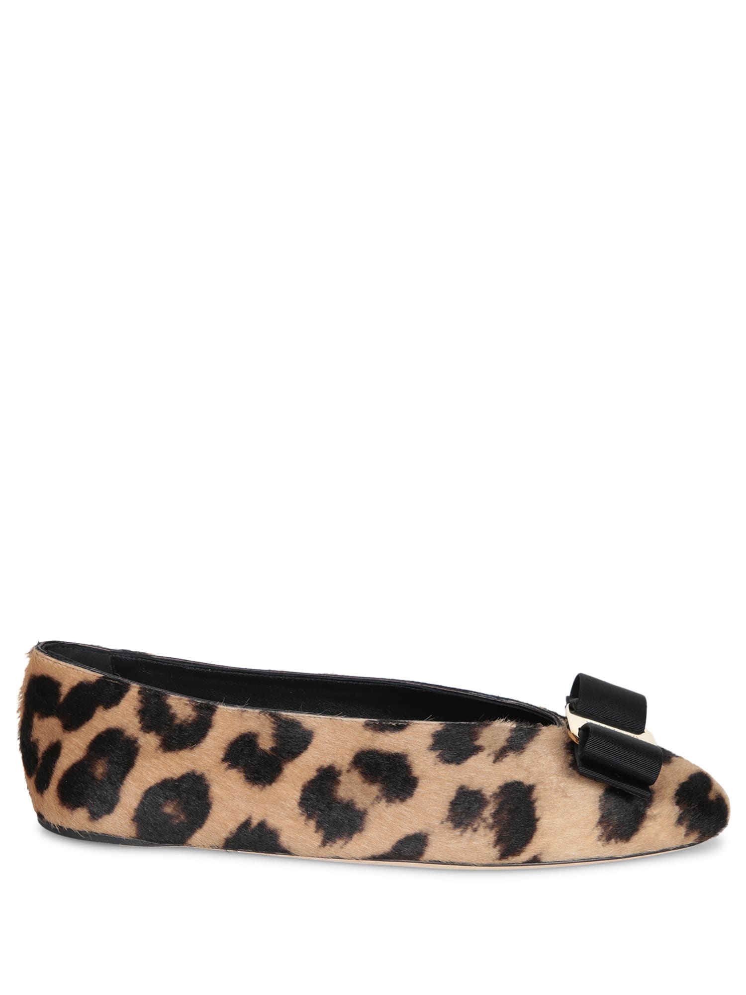 Ferragamo Leopard Print Leather Ballet Flats In Animal Print