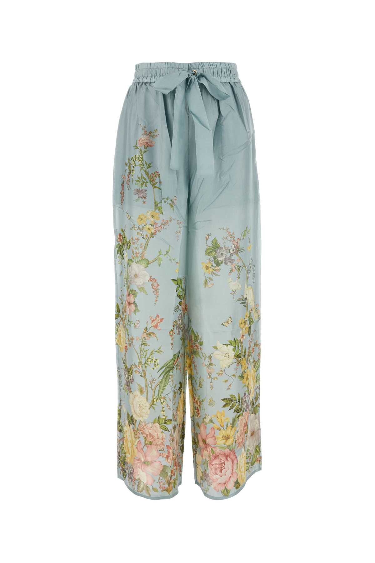 Shop Zimmermann Light Blue Silk Waverly Pyjama Pant In Blue Floral