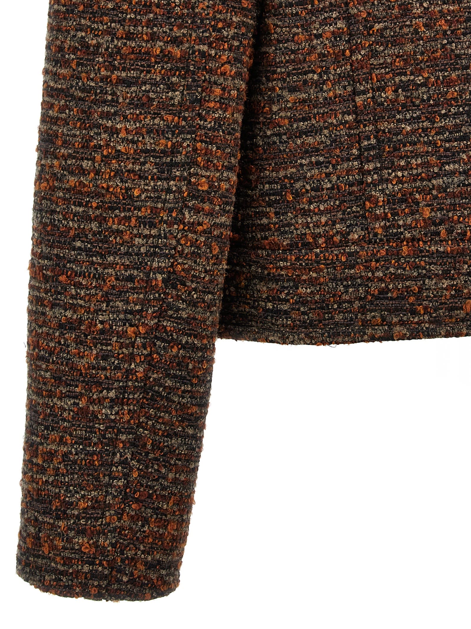 Shop Alberta Ferretti Bouclé Double-breasted Short Coat In Multicolor