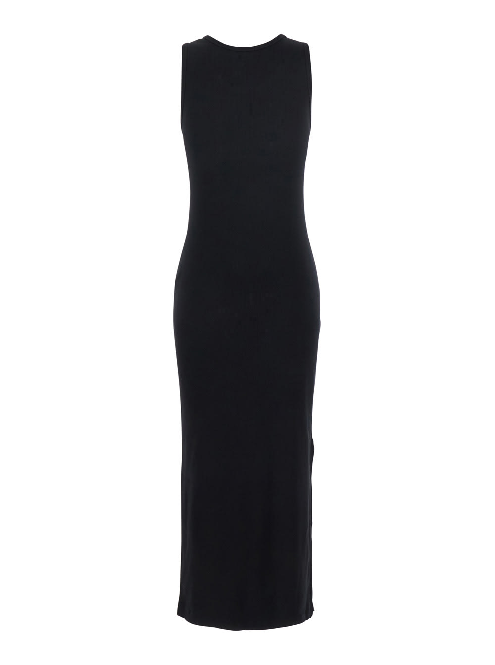 Maison Kitsuné Black Baby Fox Ribbed Tank Midi Dress In Black