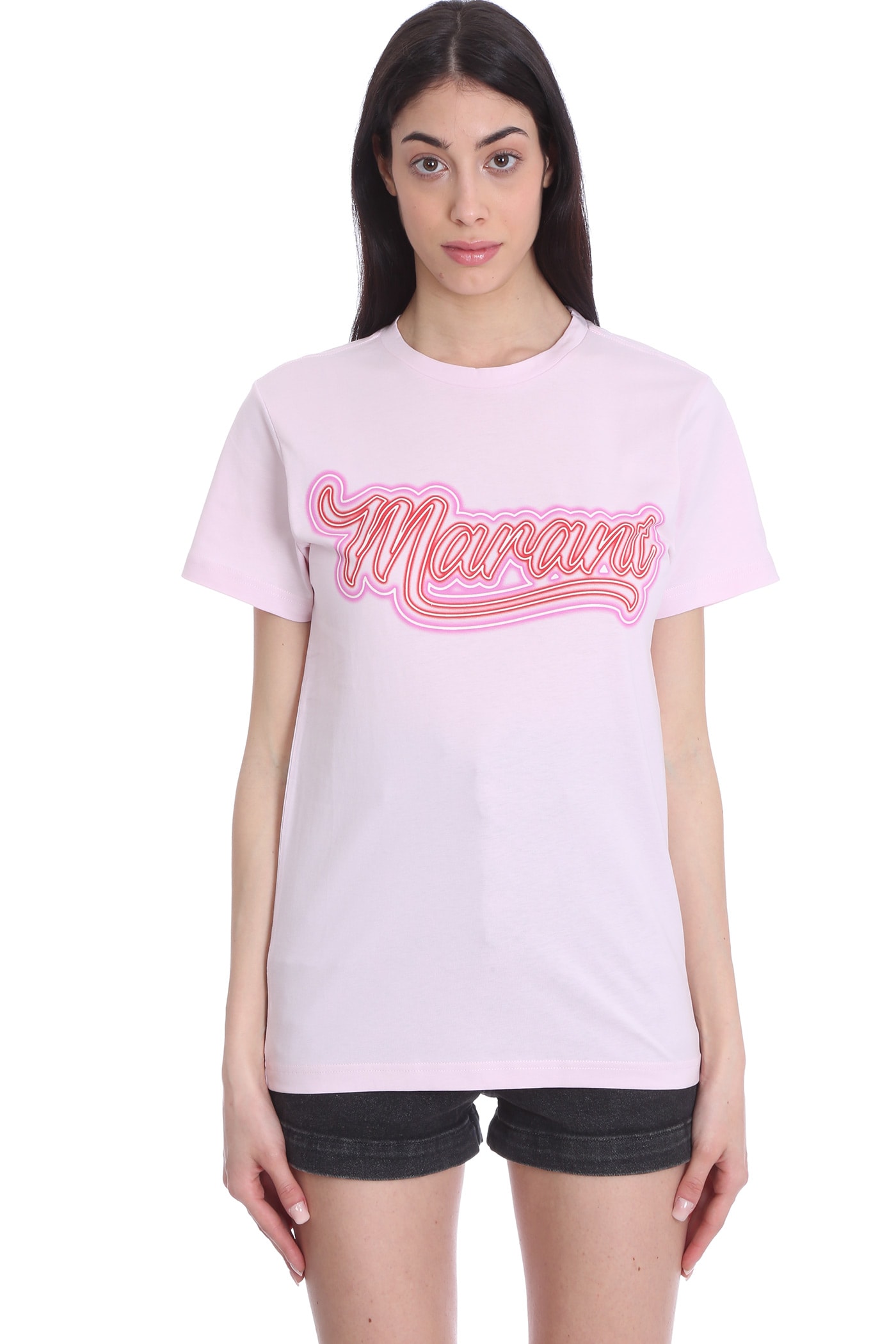 Isabel Marant Zaof T-shirt In Rose-pink Cotton