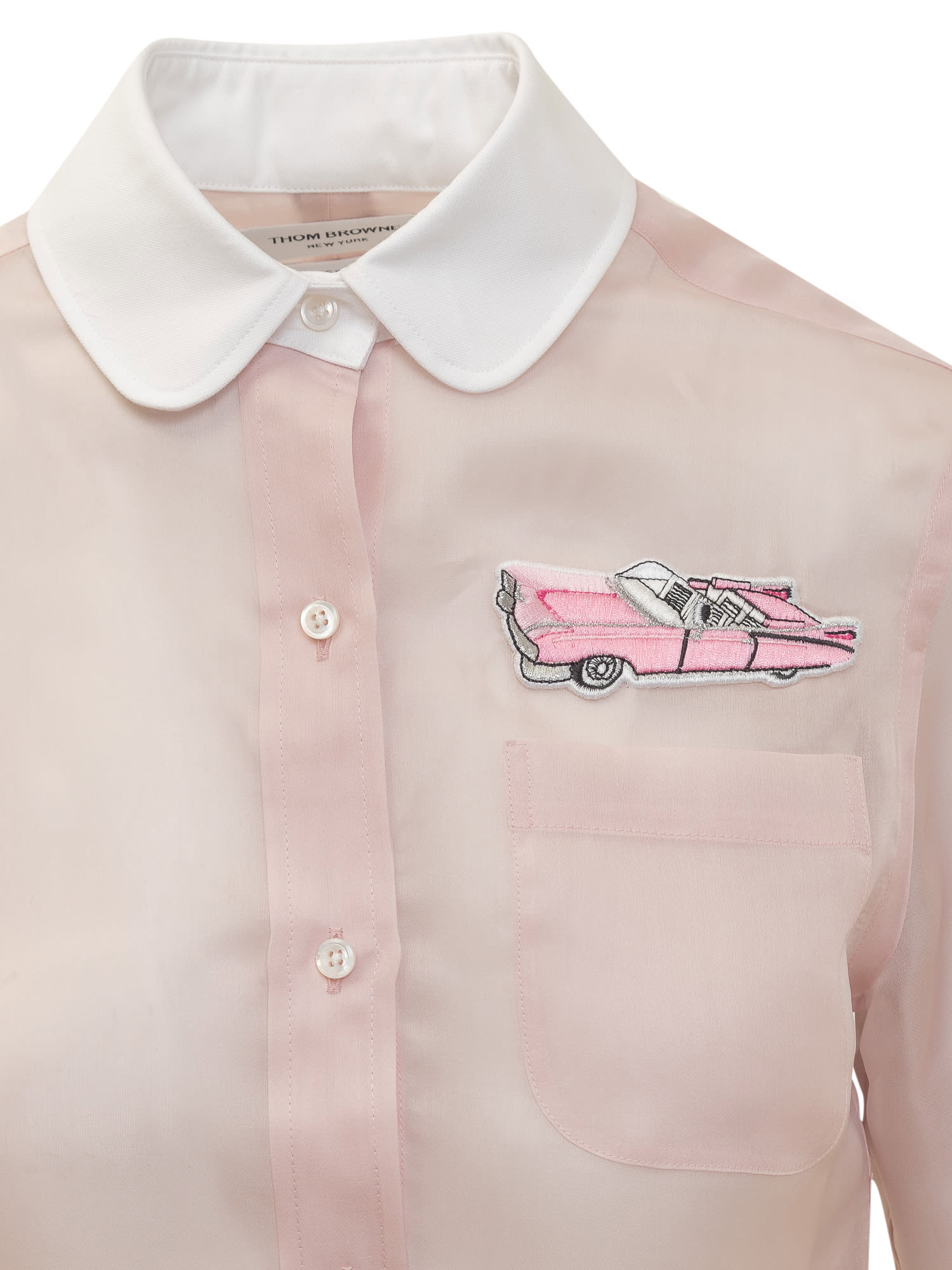 Shop Thom Browne Shirt With Patch In Lt Pink