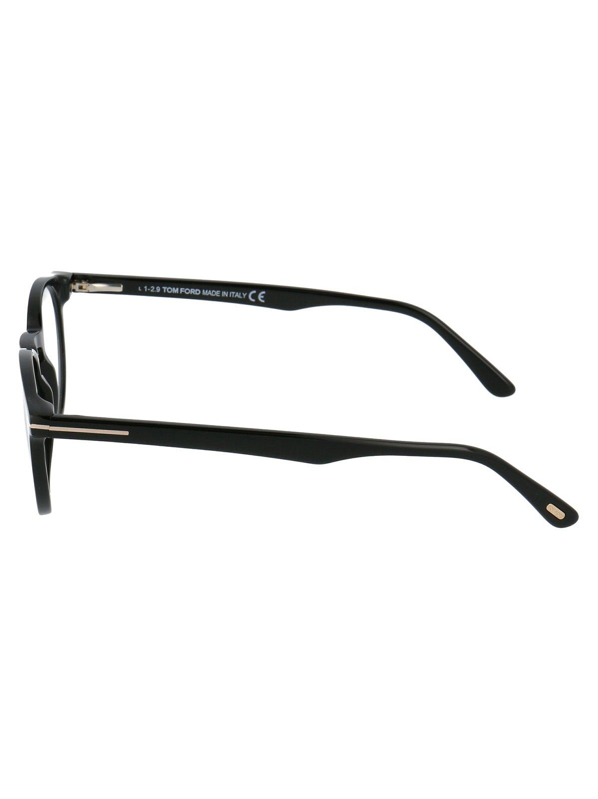 Shop Tom Ford Round Frame Glasses Glasses In 001 Nero Lucido