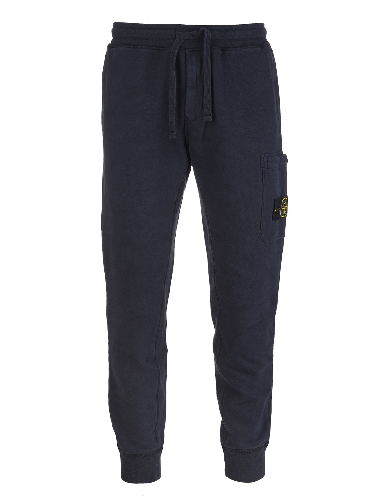 Stone Island Man Navy Blue Slim Fit Joggers With Logo Patch