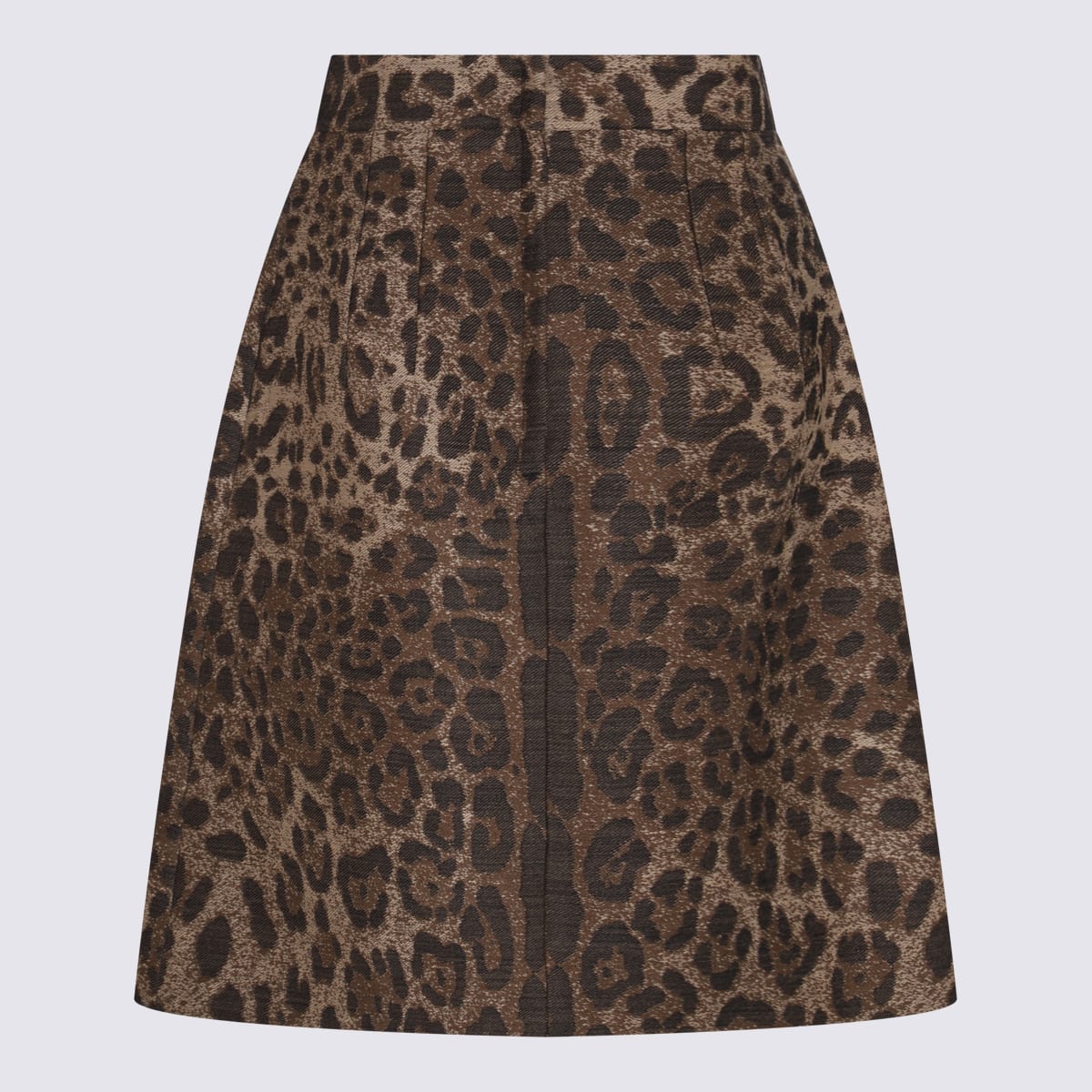 Shop Dolce & Gabbana Brown And Black Wool Blend Skirt In Tess Accoppiato