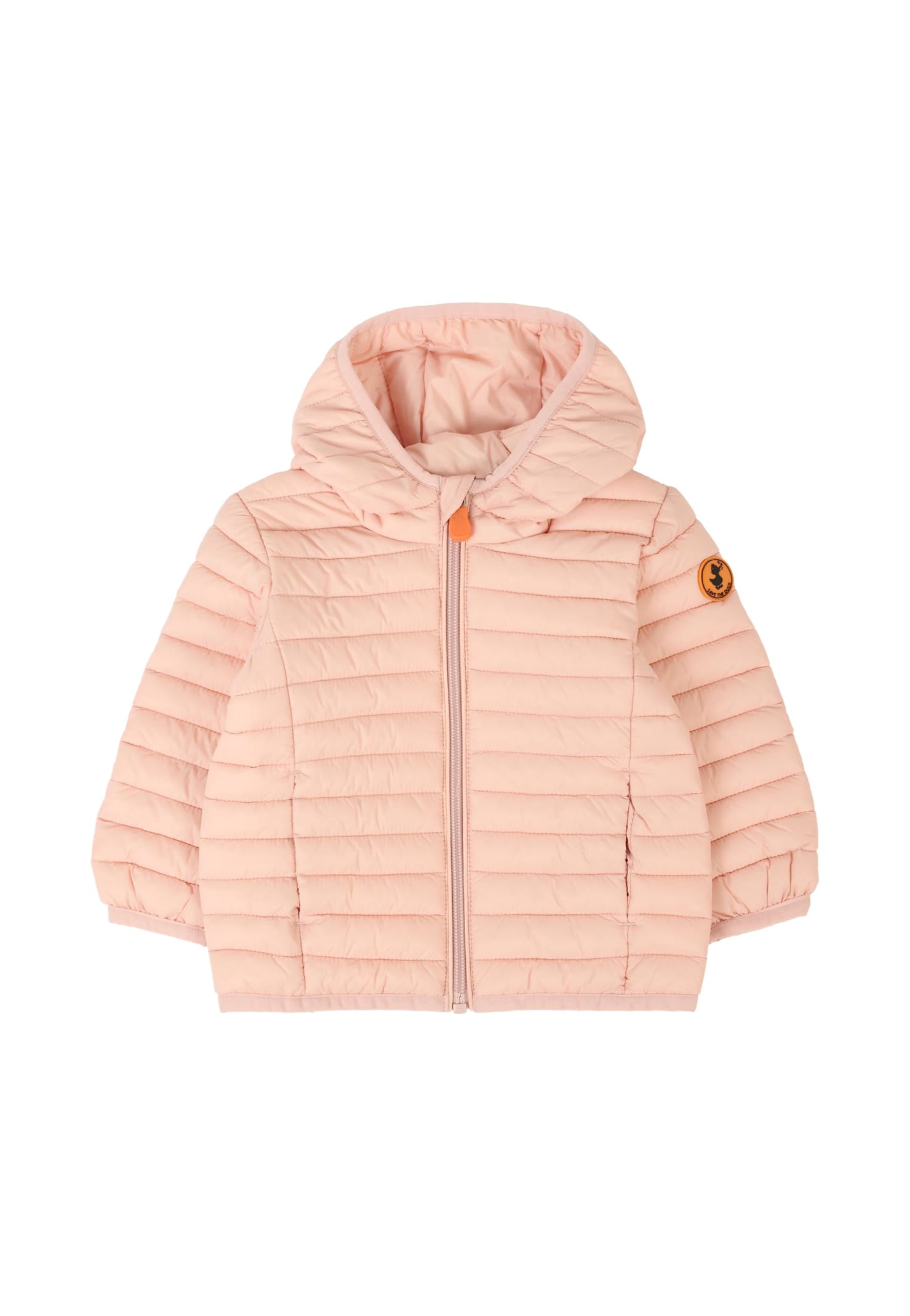 Save The Duck Pink Down Jacket For Baby Girl With Logo In Pink