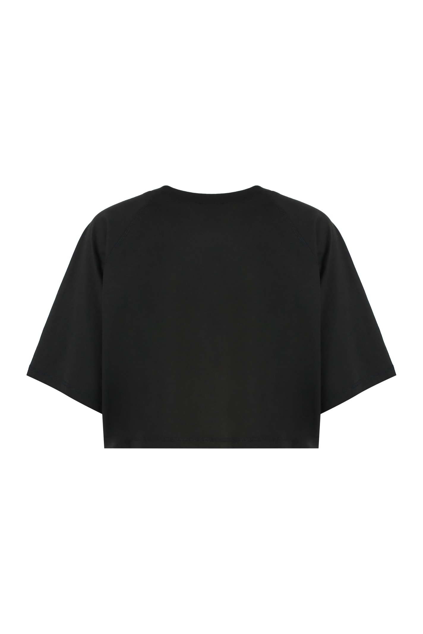 Shop Kenzo Cotton Crop Top With Logo In Black