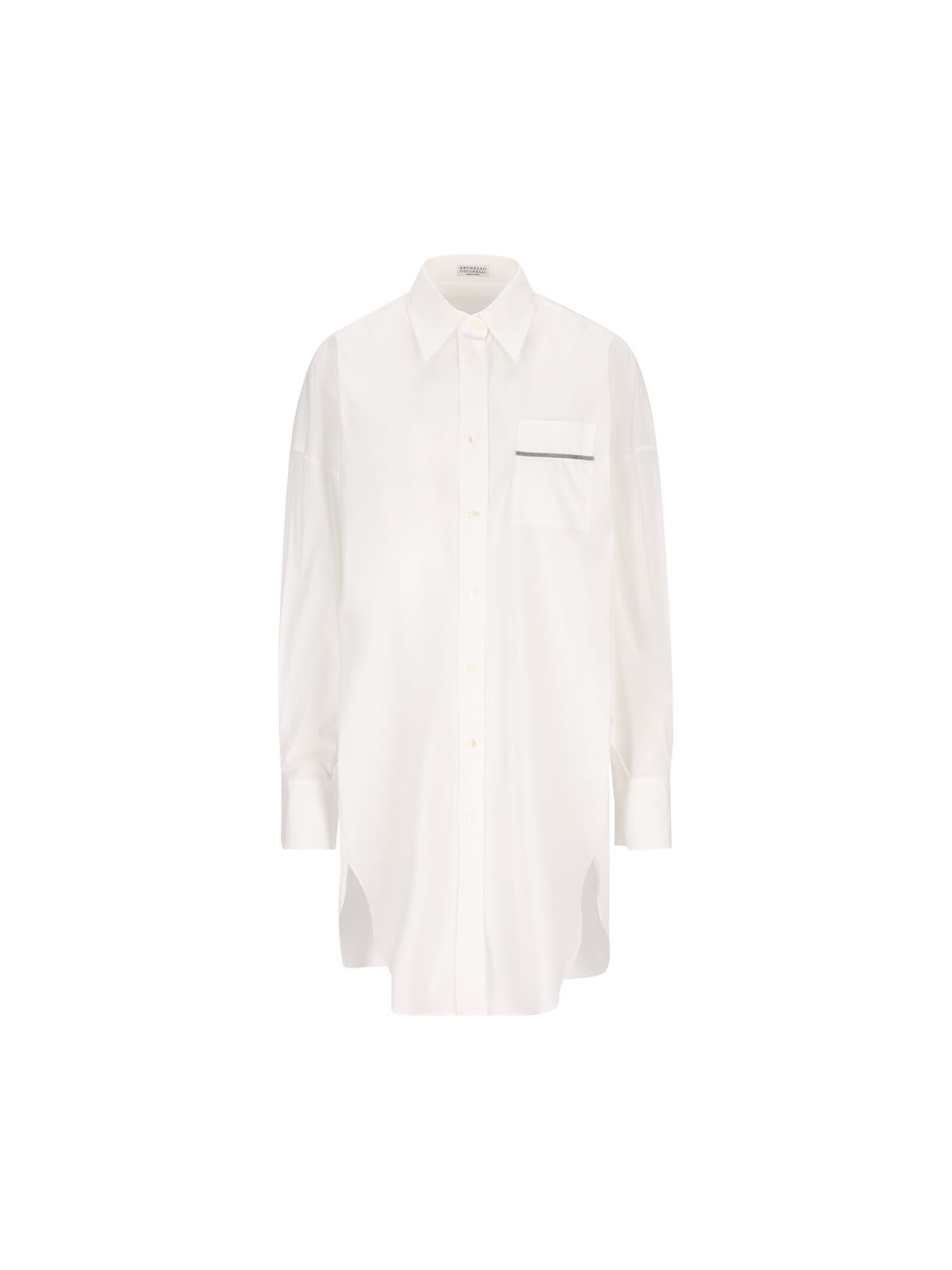 Shop Brunello Cucinelli Collared Long-sleeve Shirt In White