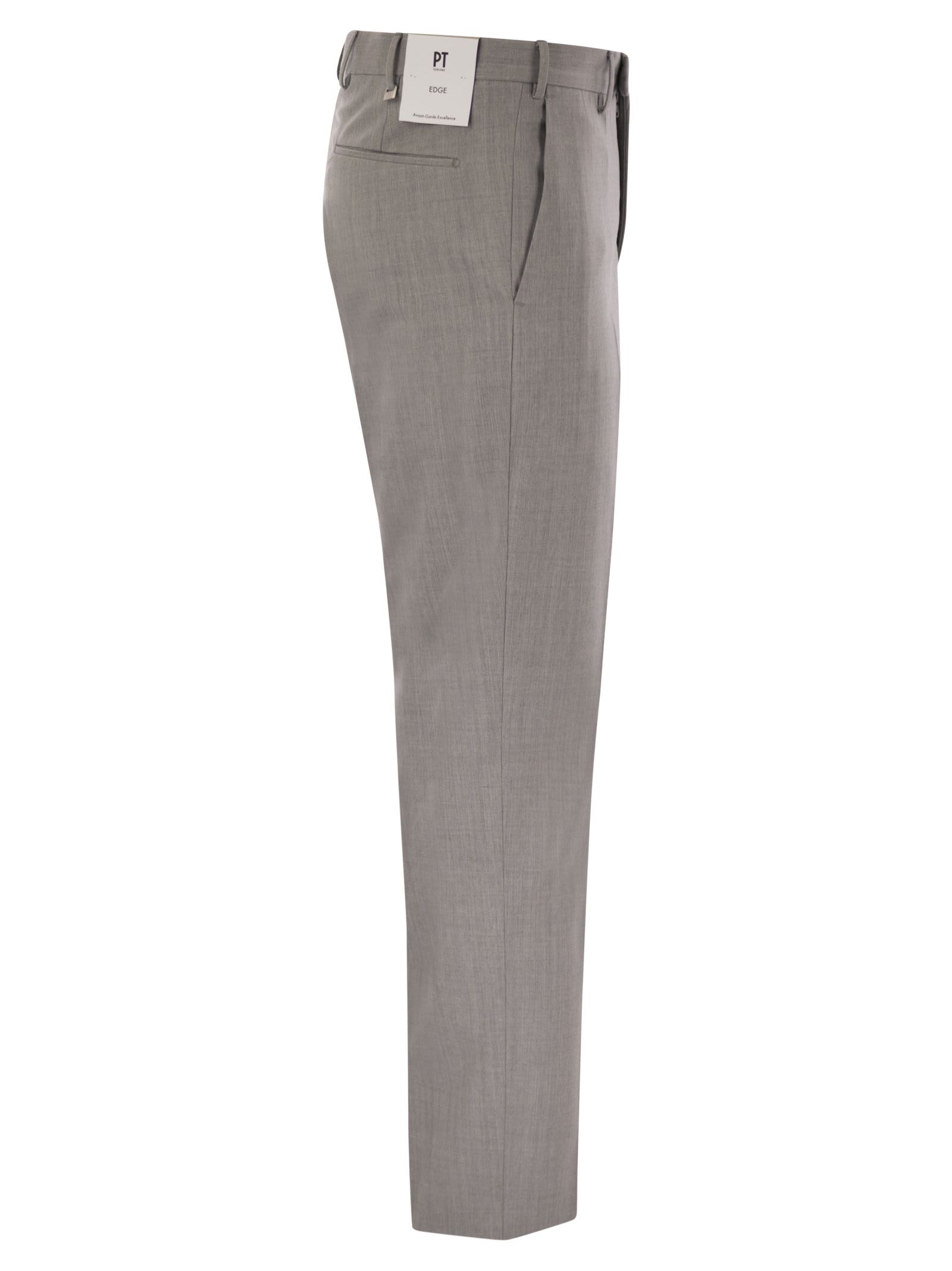 Pt Torino Dieci Stretch Virgin Wool Trousers In Gray