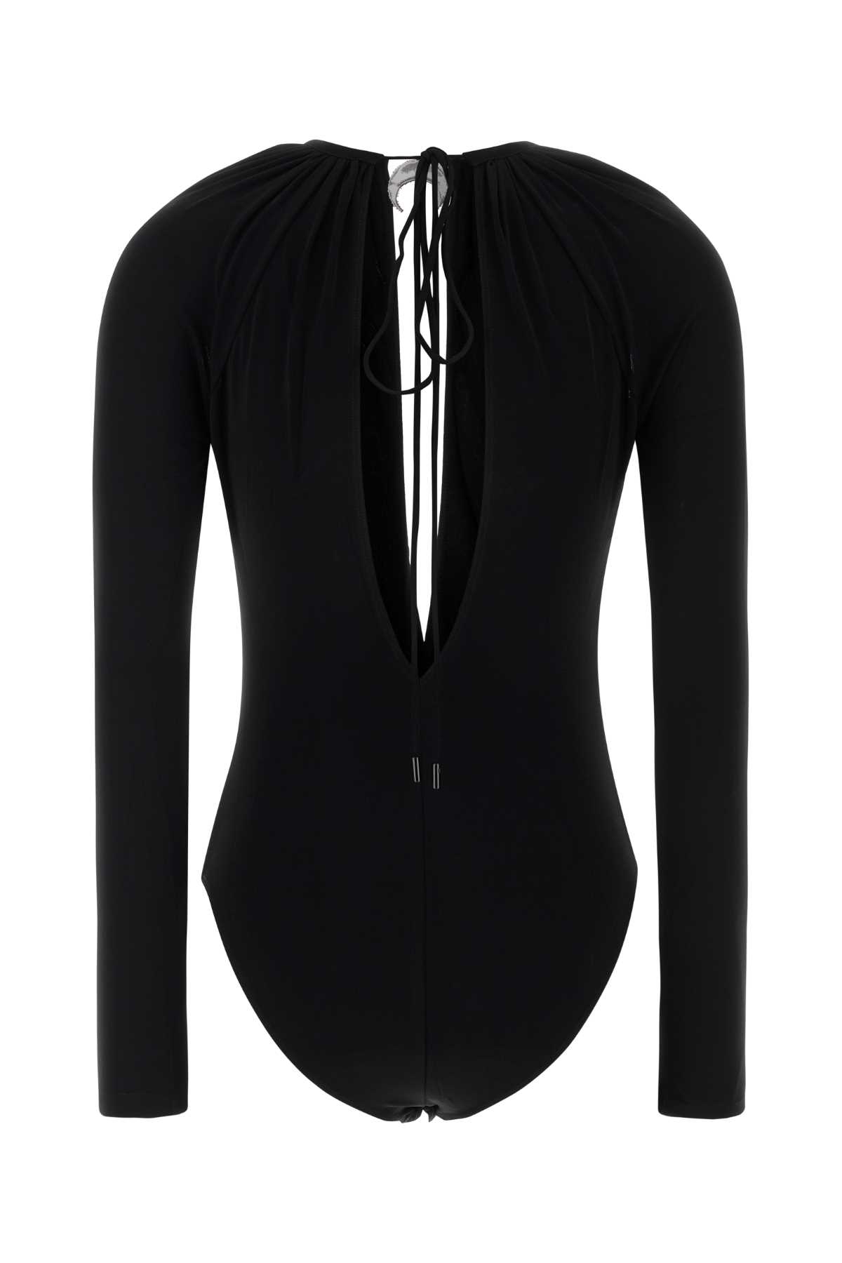 Marine Serre Black Stretch Viscose Bodysuit In Animal Print
