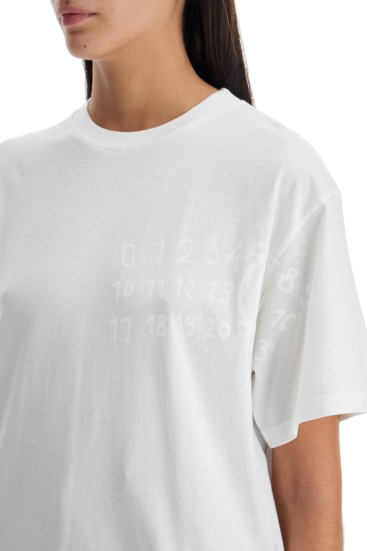 Shop Mm6 Maison Margiela Numeric Logo T-shirt In Optic White (white)