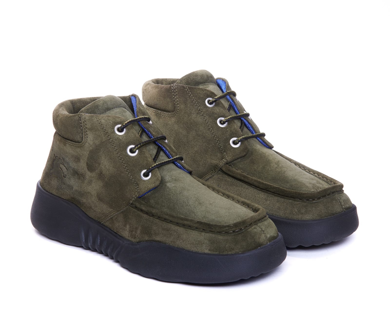 Shop Burberry Suede Log Lace Up Shoes In Green