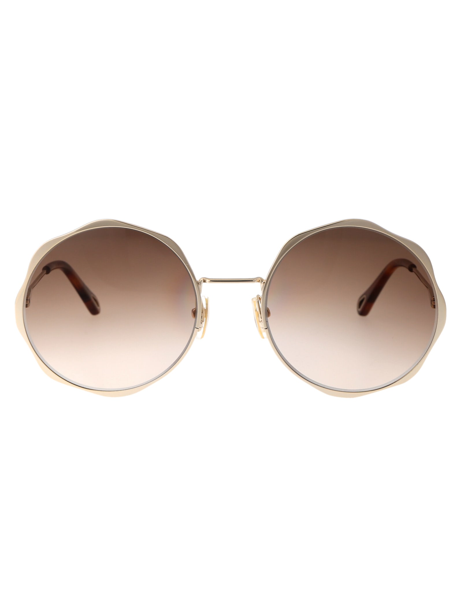 Shop Chloé Ch0184s Sunglasses In 002 Gold Gold Brown