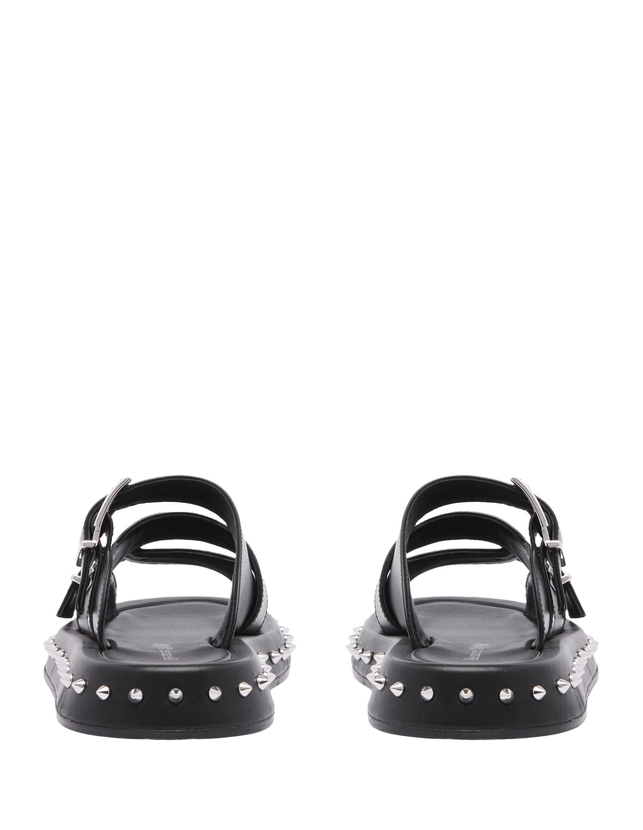 Shop Alexander Mcqueen Low Sandals With Buckle In Black/silver