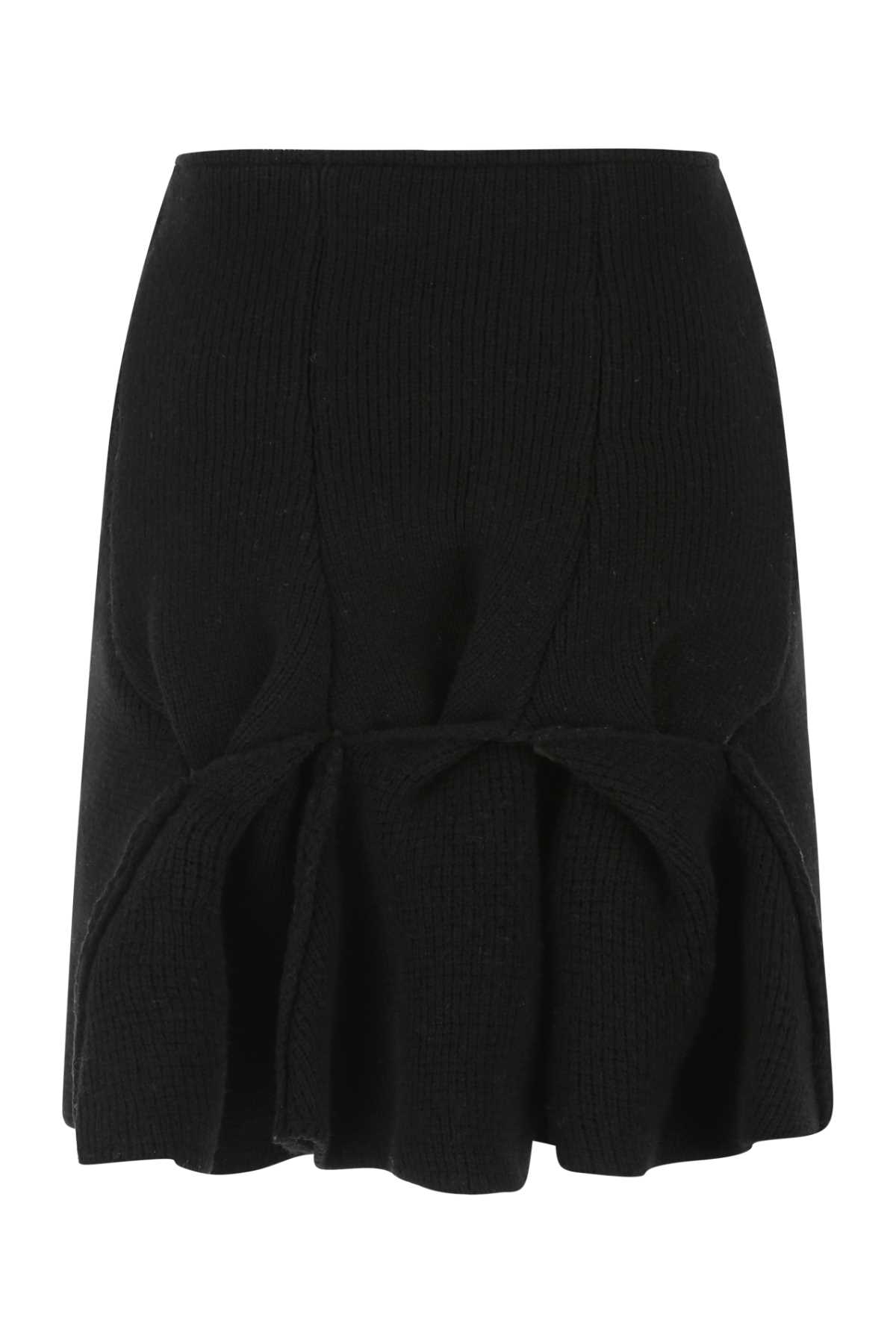 Shop Bottega Veneta Black Wool Blend Skirt In 1000