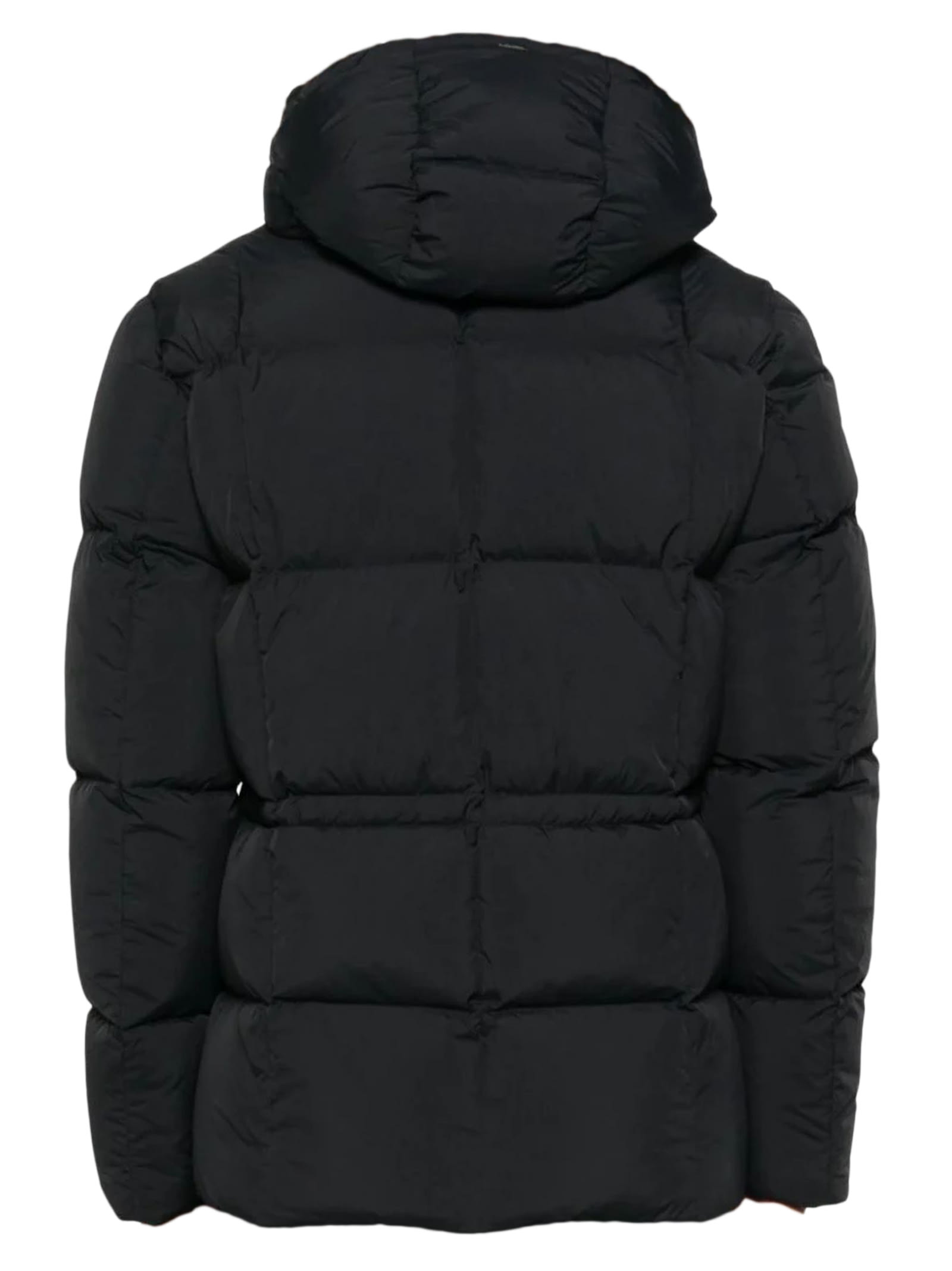 Shop Herno Black Hooded Puffer Jacket