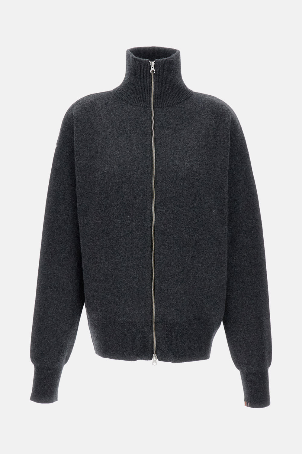 Extreme Cashmere Xtra Out High-neck Zip-front Cardigan In Gray