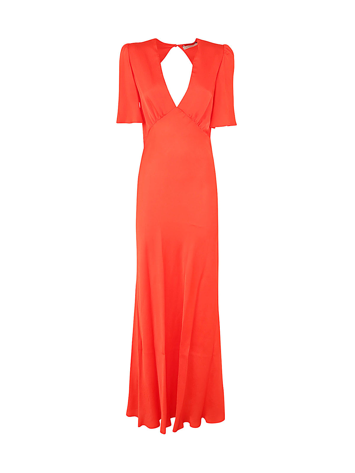 Twinset V Neck Short Sleeves Long Dress In Sun Orange