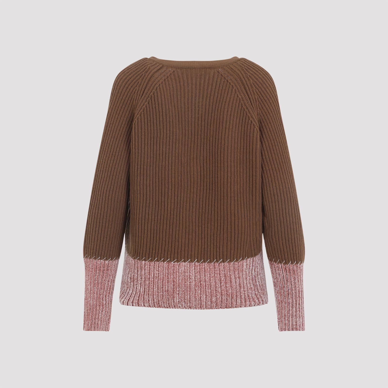 Marni Two Tone V Neck Cardigan In Brown